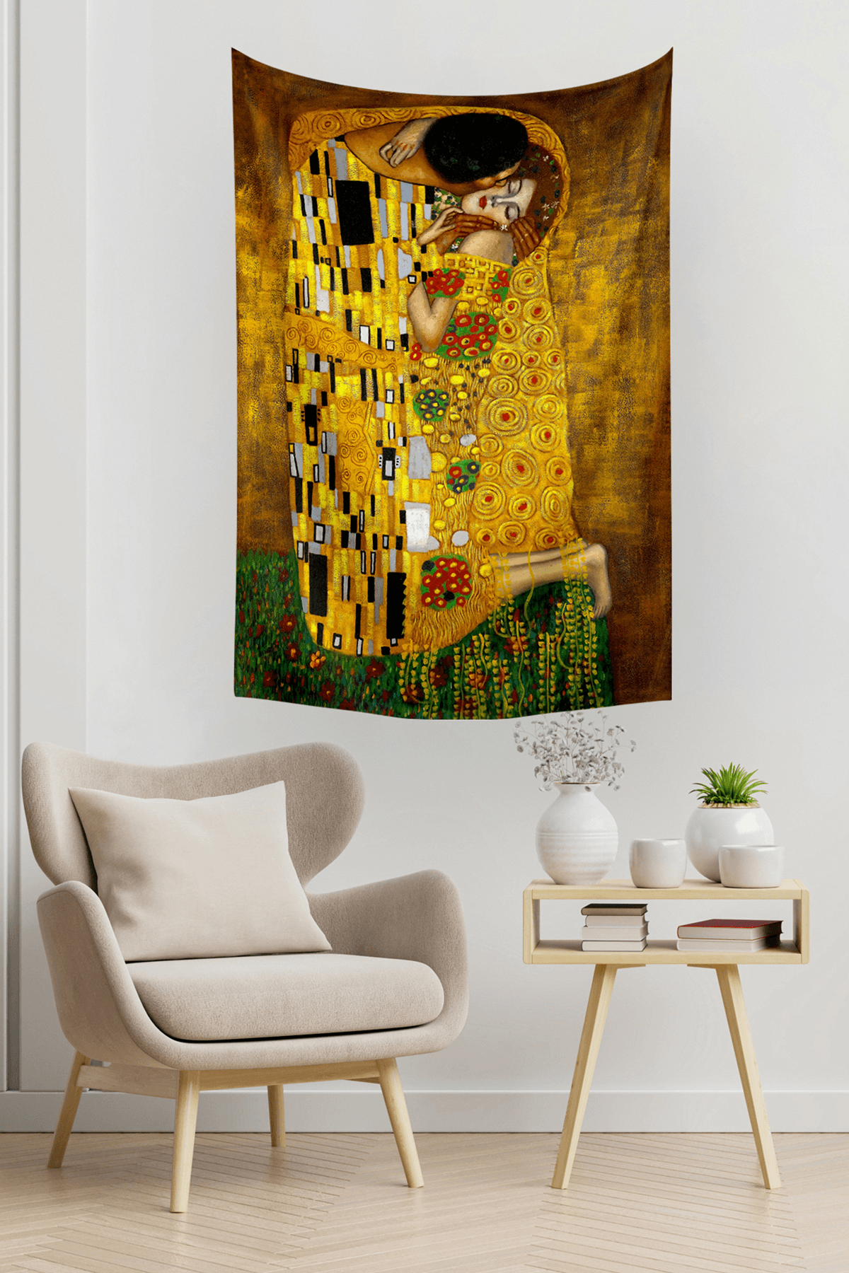 Vagonik Gustav Klimt Öpücük Duvar Örtüsü Halısı
