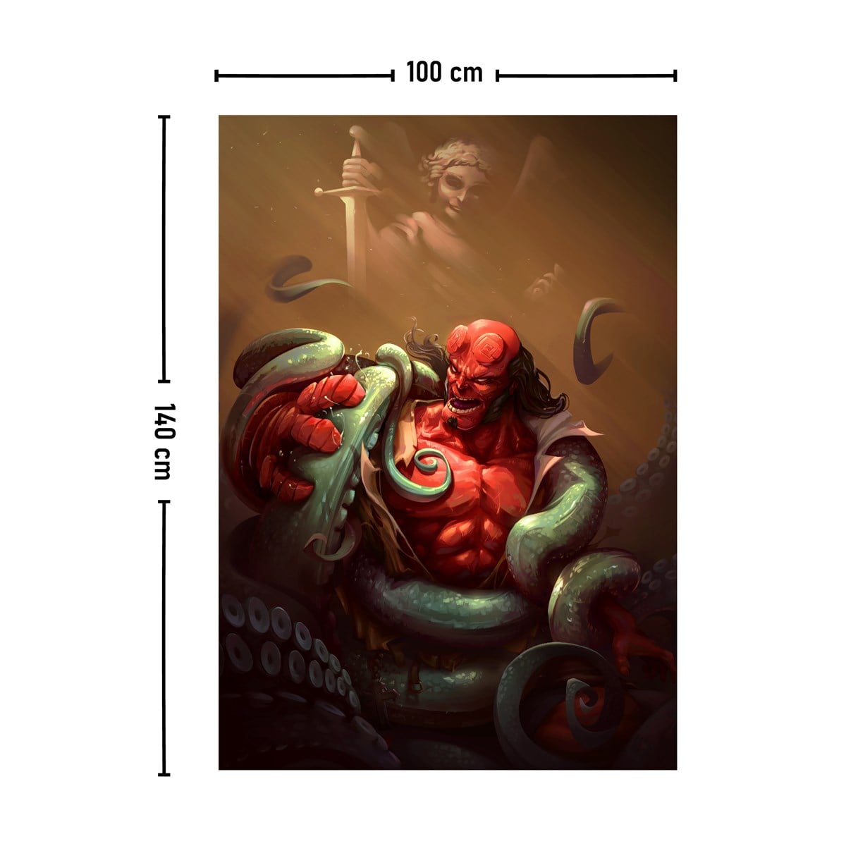 Vagonik Hellboy DC Duvar Örtüsü Halısı 140 X 100 Cm-70x100 Cm