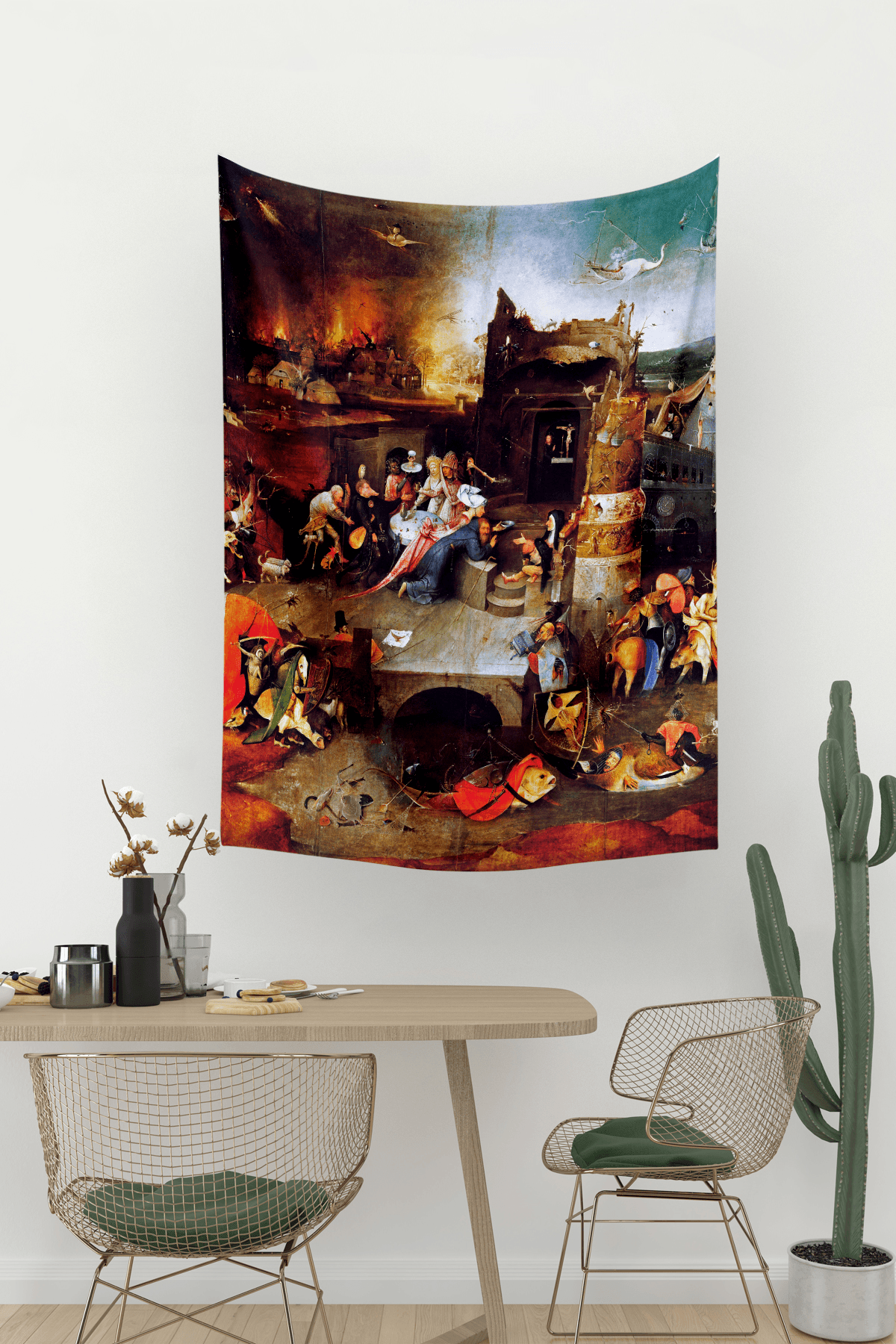 Vagonik Hieronymus Bosch Aziz Anthony’nin Günaha Teşviki Duvar Örtüsü Halısı