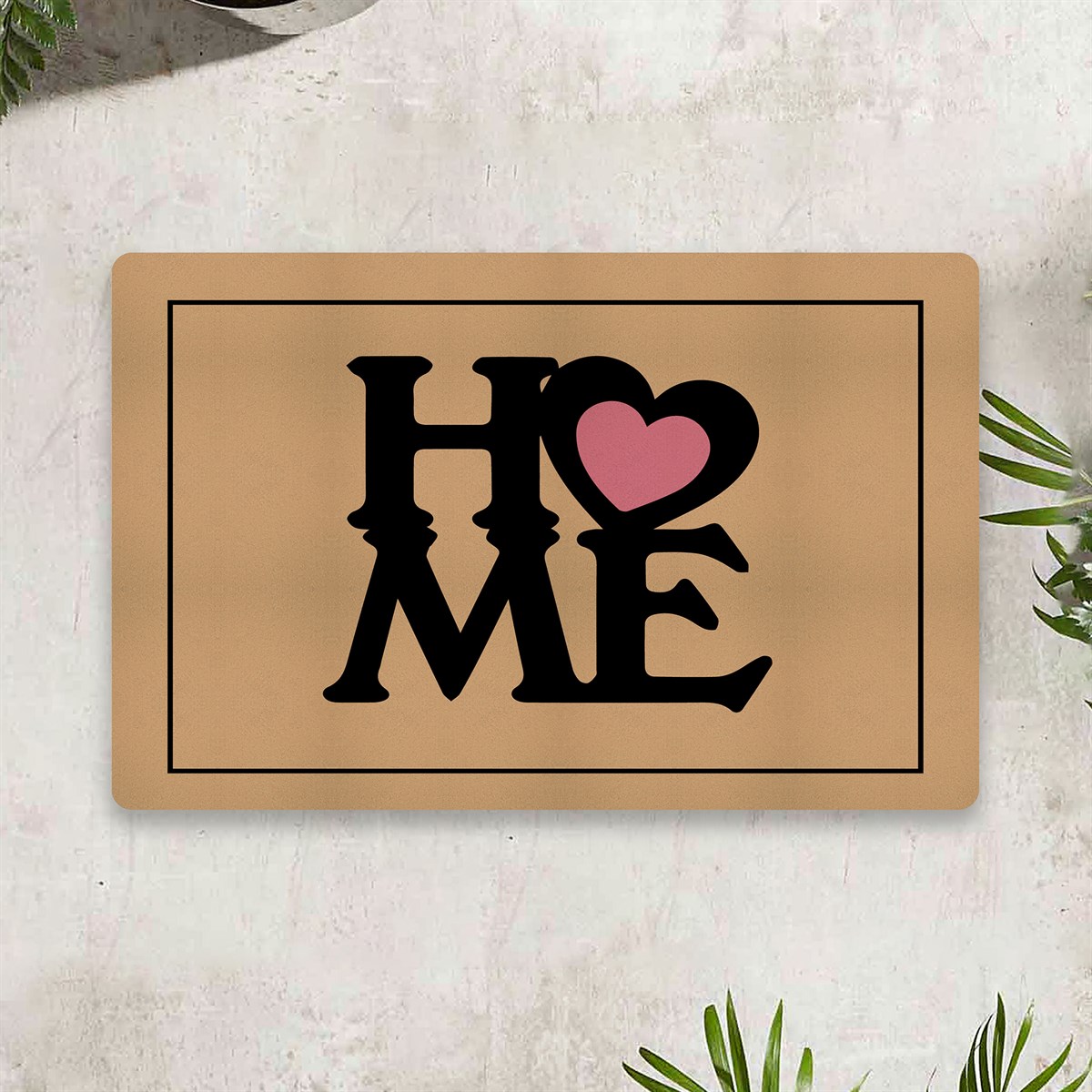 Vagonik Home Kalp Temalı Dijital Baskılı 50x70cm Dekoratif Çok Amaçlı Iç Ve Dış Kapı Paspası