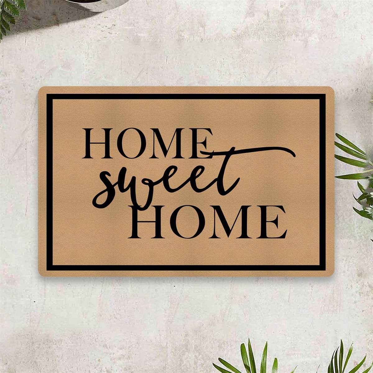 Vagonik Home Sweet Home Dijital Baskılı 50x70cm Dekoratif Çok Amaçlı Iç Ve Dış Kapı Paspası