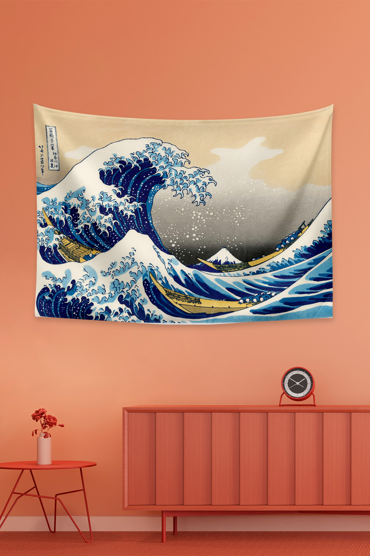 Vagonik Katsushika Hokusai Büyük Dalga Duvar Örtüsü Halısı
