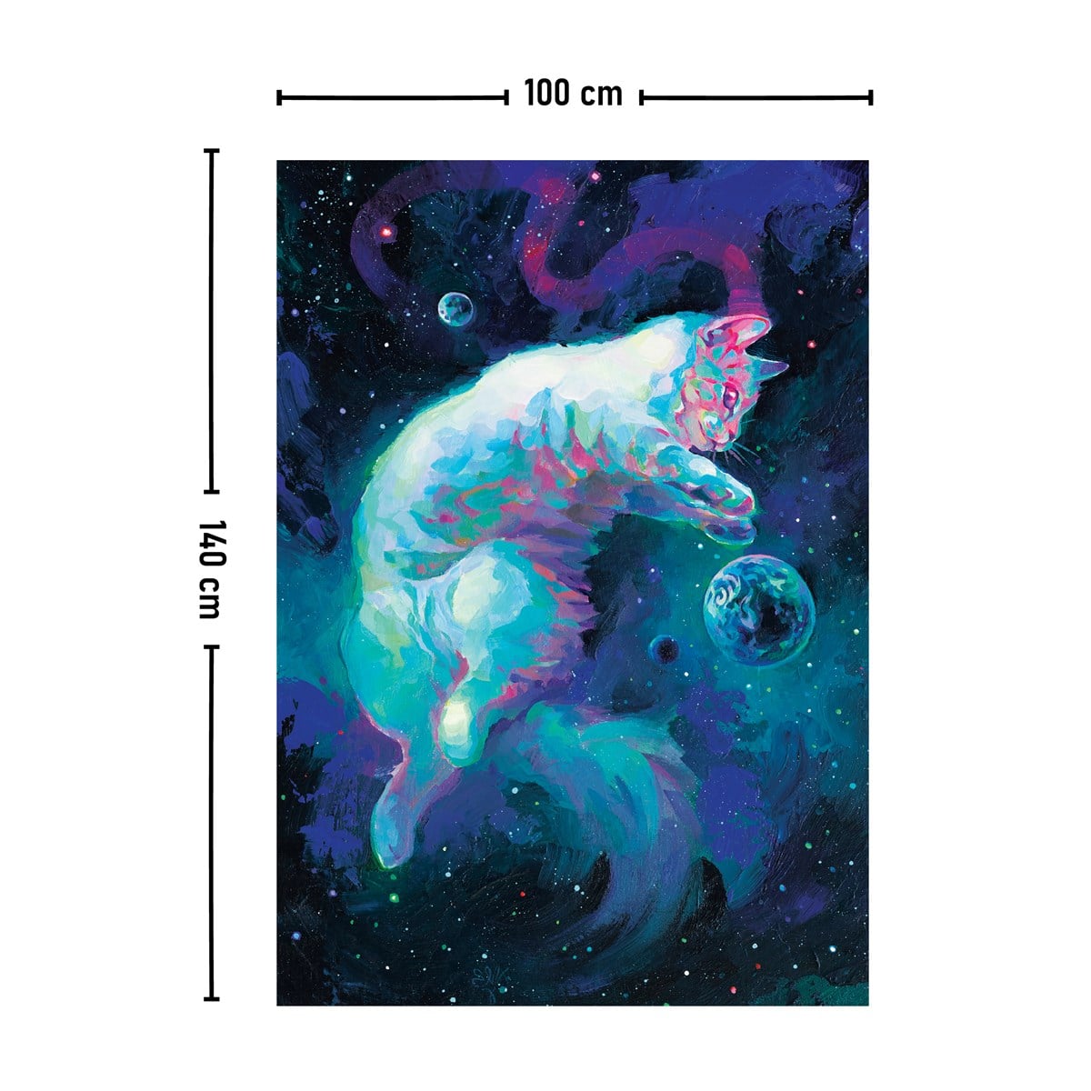 Vagonik Kedi Ve Uzay Duvar Örtüsü Halısı 140 X 100 cm-70x100 cm