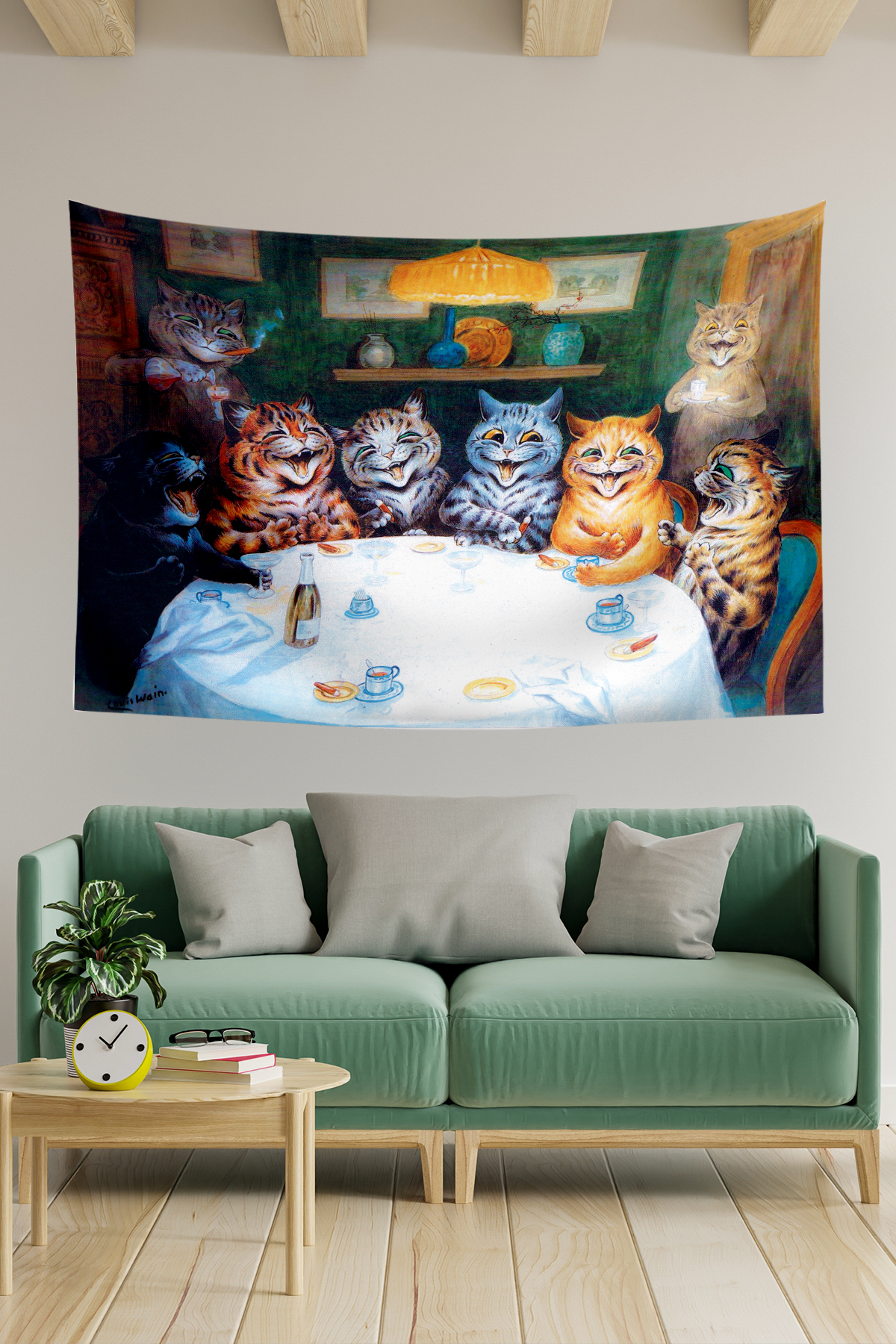 Vagonik Kediler Louis Wain Duvar Örtüsü Halısı