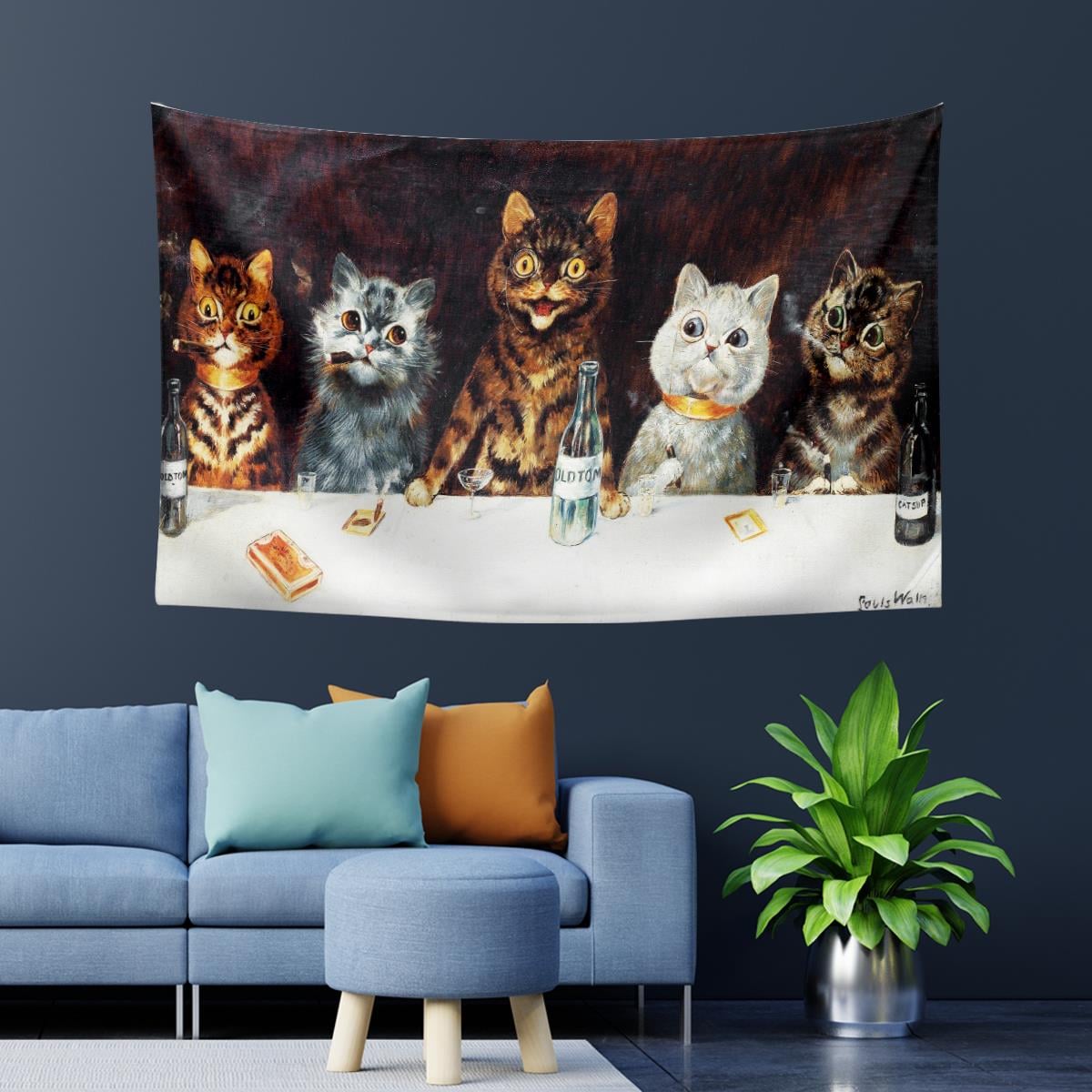 Vagonik Kediler Louis Wain Duvar Örtüsü Halısı 70x140
