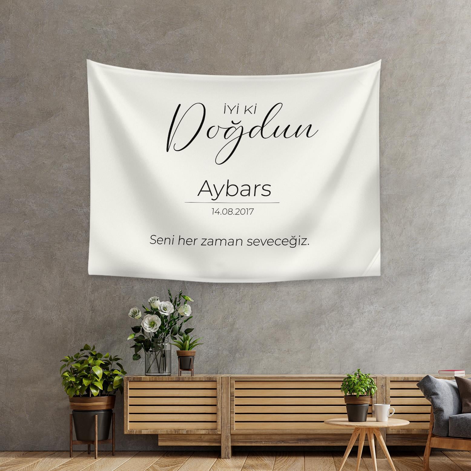 Vagonik Kişiye Özel Doğum Günü İyi ki Doğdun Happy Birthday Duvar Örtüsü Duvar Halısı Birinci Kalite Kumaş