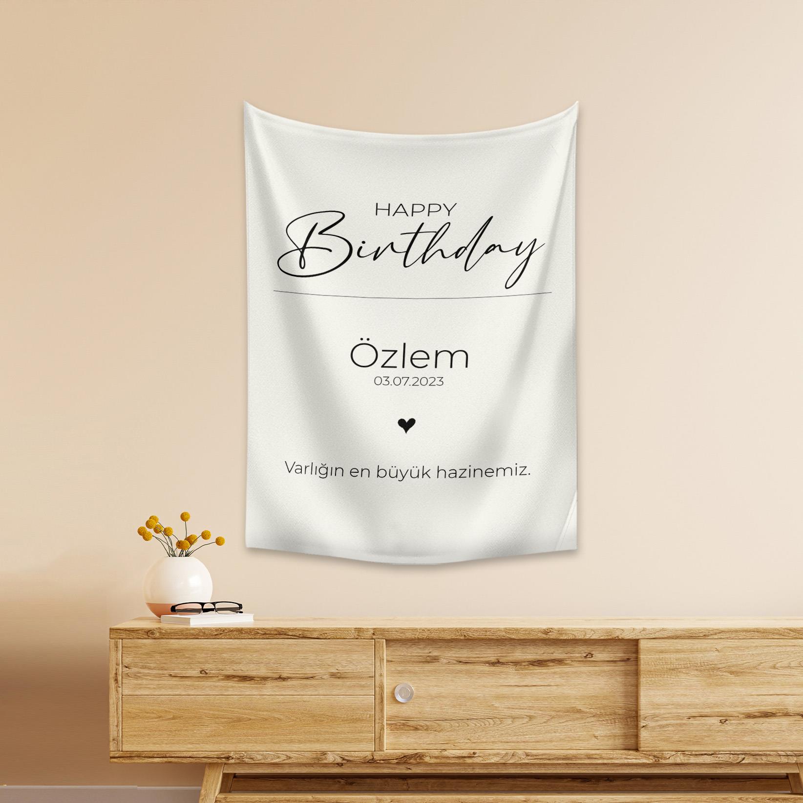 Vagonik Kişiye Özel Doğum Günü İyi ki Doğdun Happy Birthday Duvar Örtüsü Duvar Halısı Birinci Kalite Kumaş
