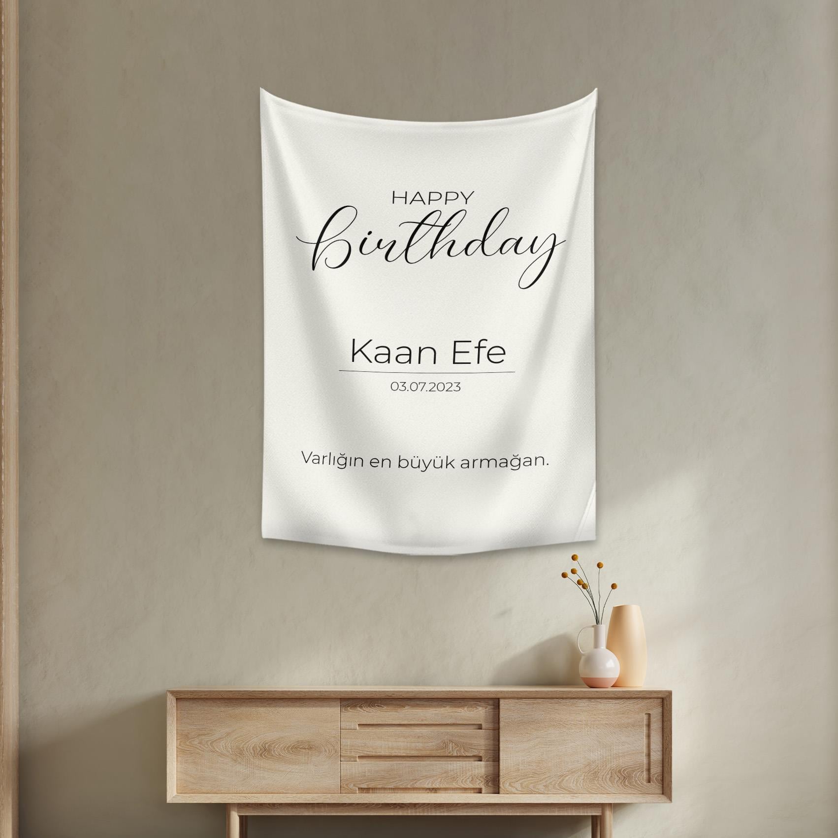 Vagonik Kişiye Özel Doğum Günü İyi ki Doğdun Happy Birthday Duvar Örtüsü Duvar Halısı Birinci Kalite Kumaş