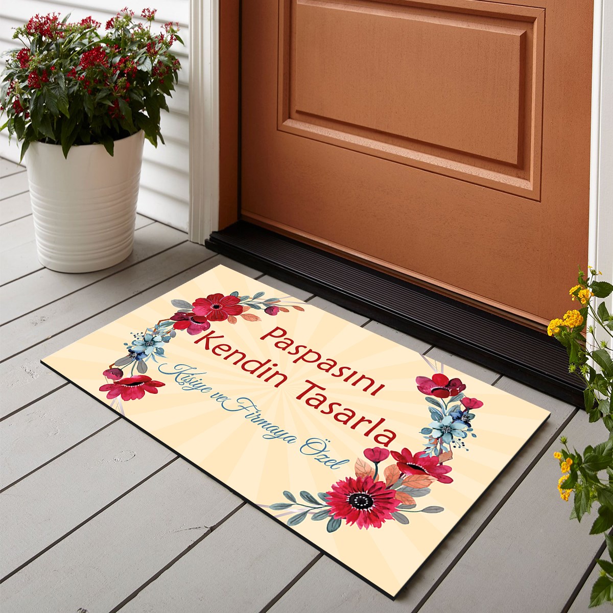 Vagonik Kişiye Ve Firmaya Özel Tasarım Dijital Baskılı 50x70cm Dekoratif Çok Amaçlı Iç Ve Dış Kapı Paspası