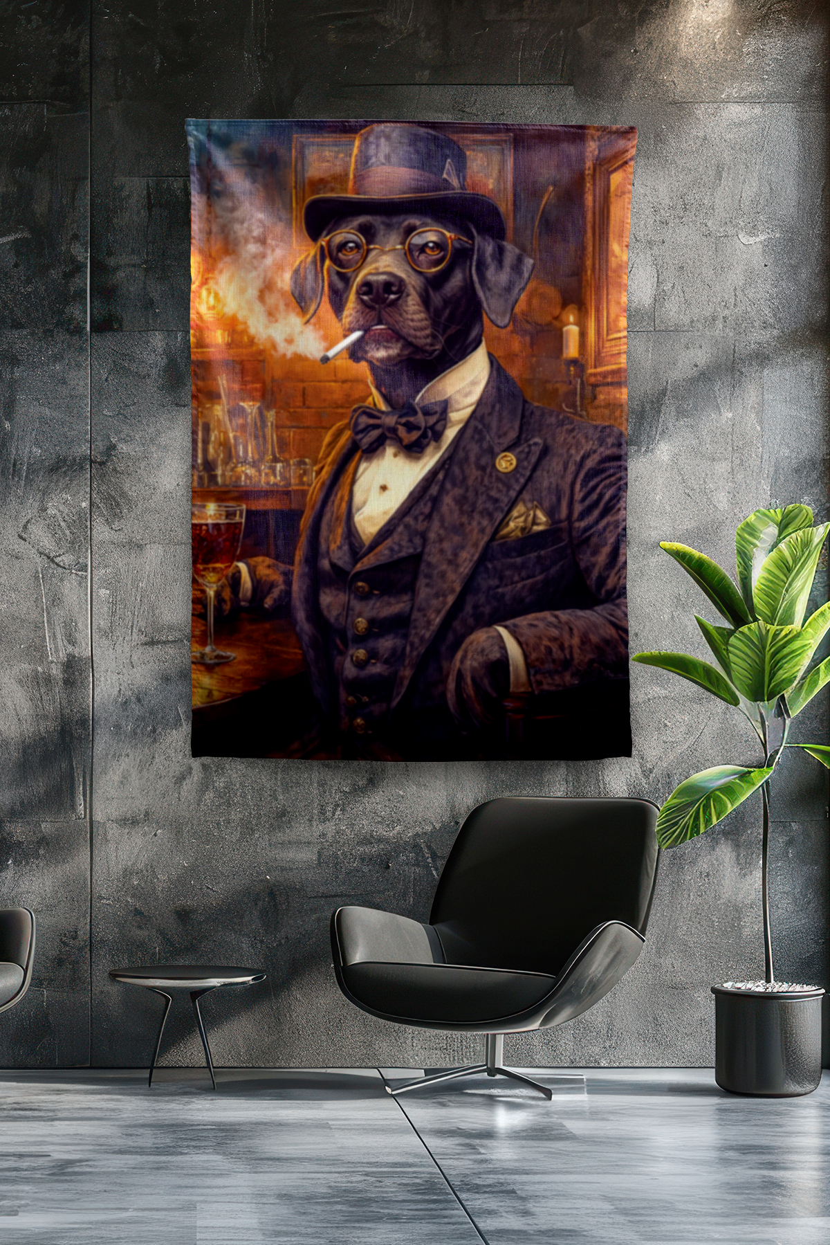 Vagonik Komik Mafya Köpek Modern Desenli Duvar Örtüsü Tapestry Desen 446