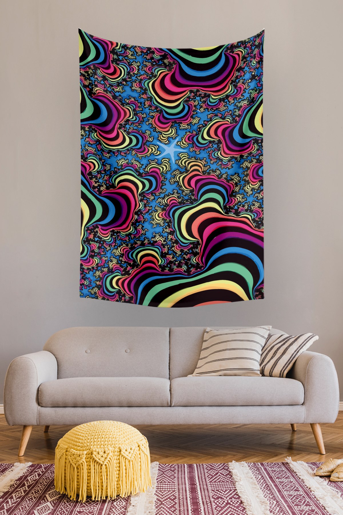 Vagonik Kozmik Psychedelic Duvar Örtüsü Halısı