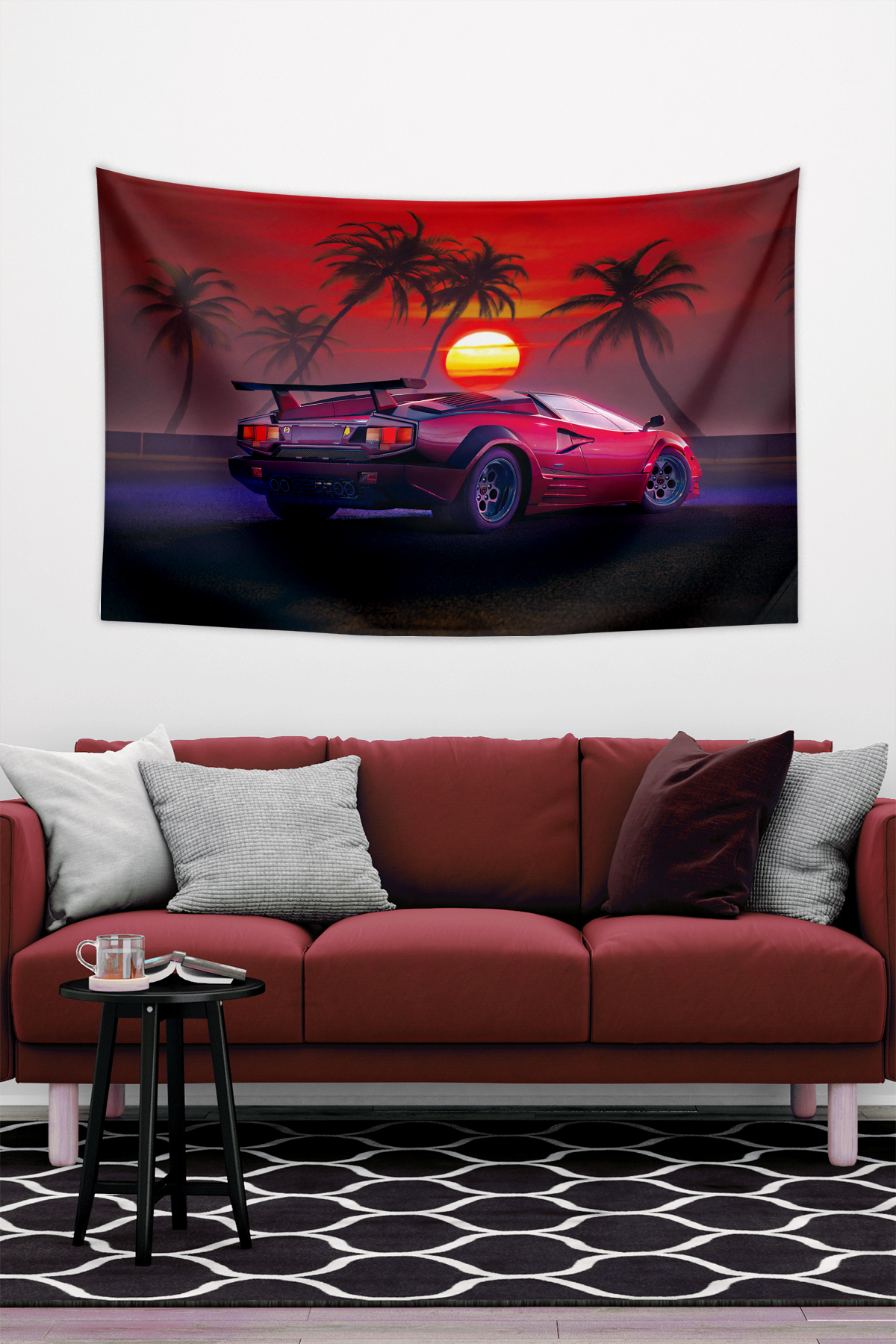 Vagonik Lamborghini Sunset Duvar Örtüsü Halısı