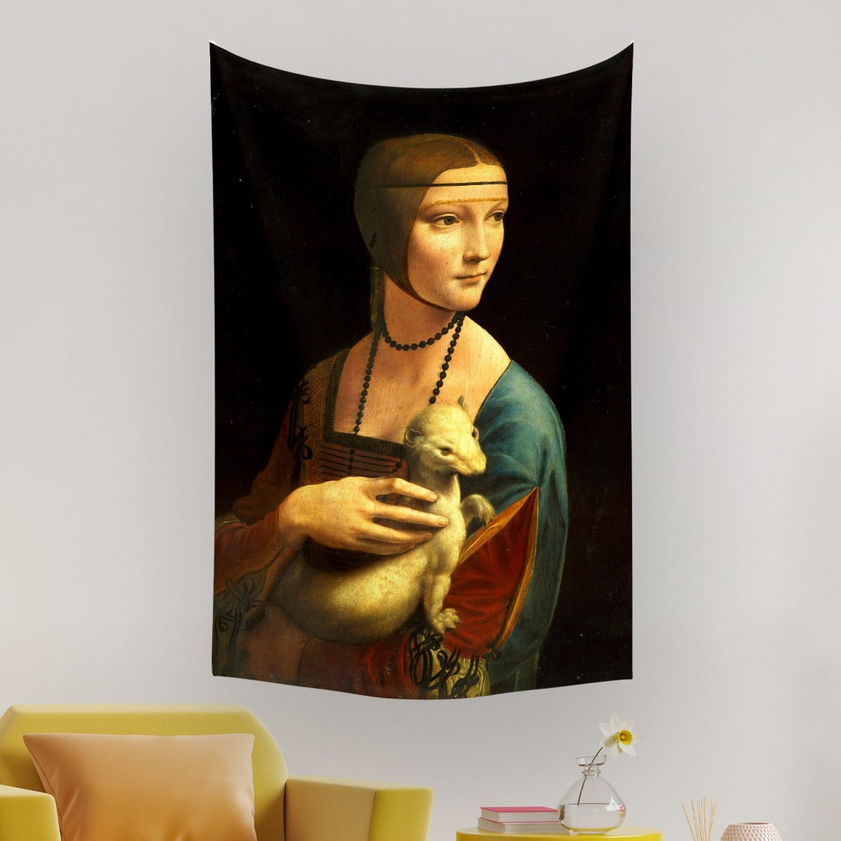 Vagonik Leonardo Da Vinci Kakımlı Kadın Duvar Örtüsü Halısı 140x100 Cm-70x100 Cm