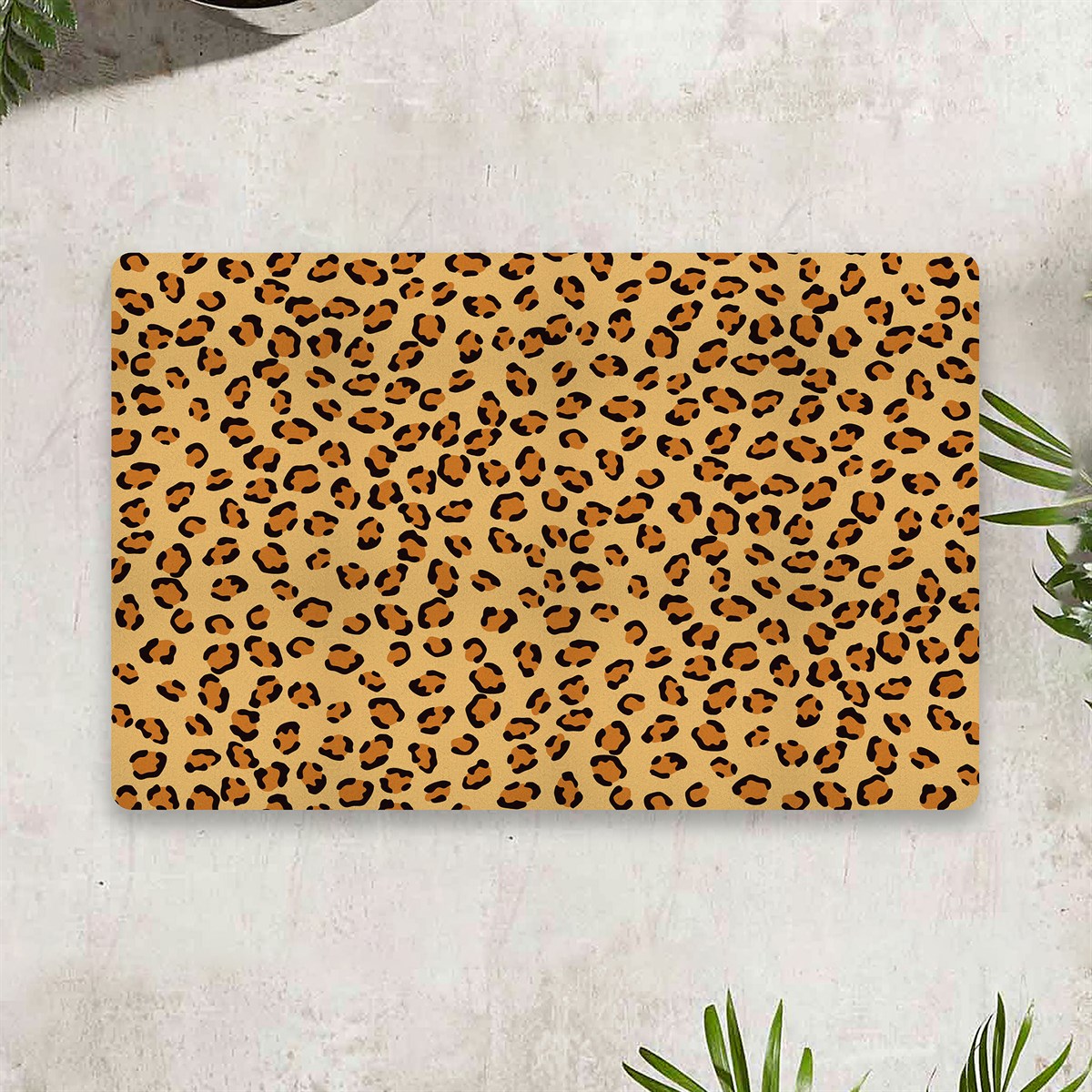 Vagonik Leopar Dijital Baskılı 50x70cm Dekoratif Çok Amaçlı Iç Ve Dış Kapı Paspası