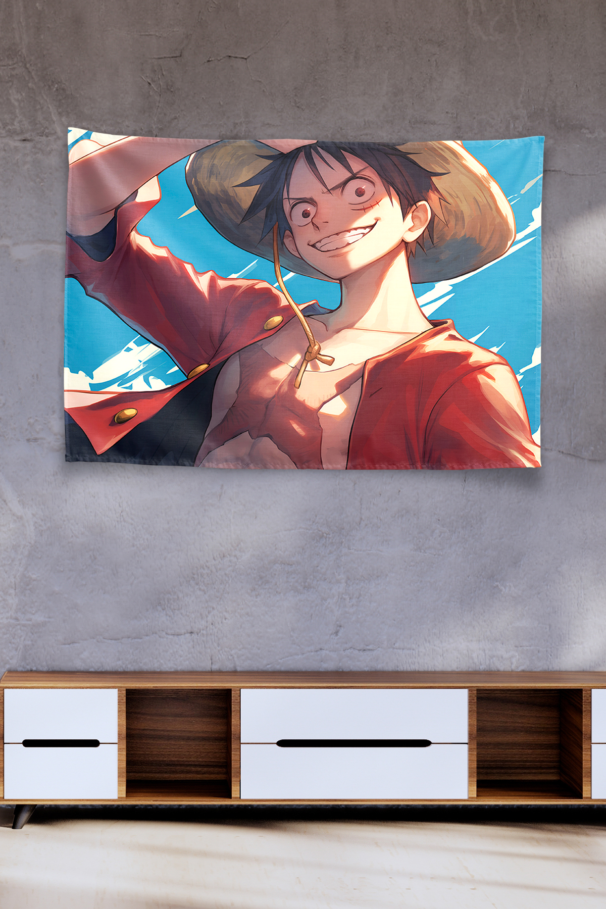 Vagonik Luffy One Piece Smile Energy Duvar Örtüsü Tapestry