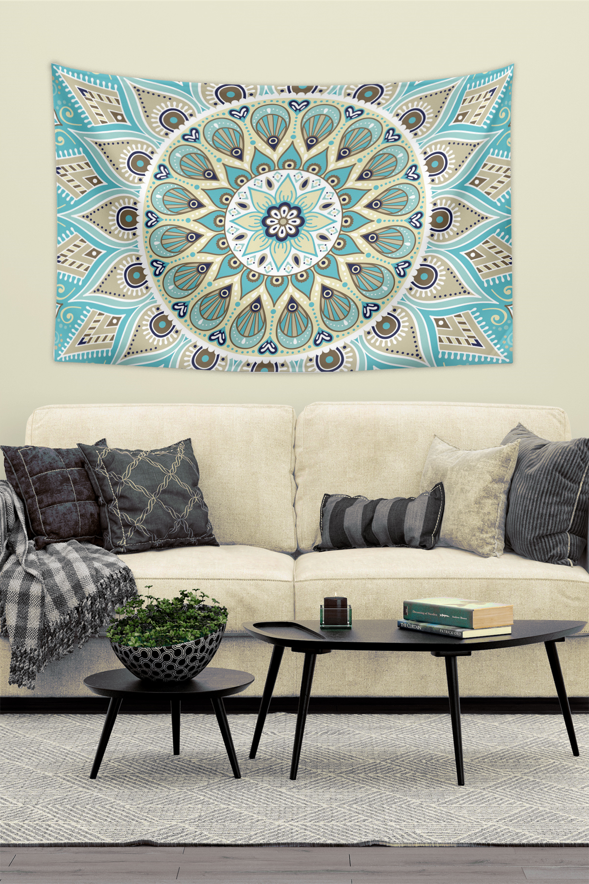 Vagonik Mandala Duvar Örtüsü Halısı