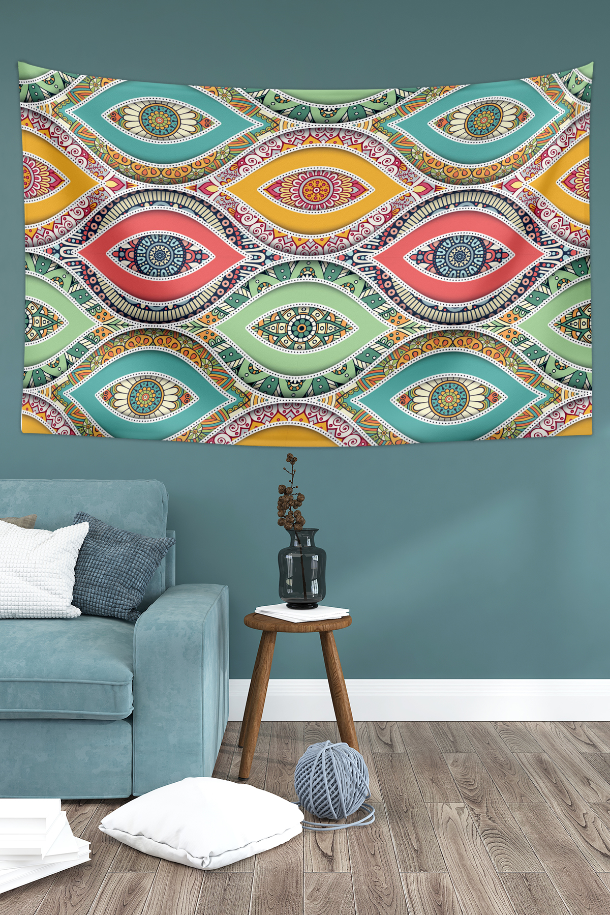 Vagonik Mandala Göz Duvar Örtüsü Halısı