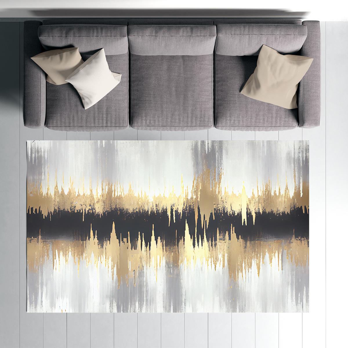 Vagonik Modern Desenli Eskitme Fırça Desenli Dijital Baskılı Halı Kaydırmaz Tabanlı Yıkanabilir Halı