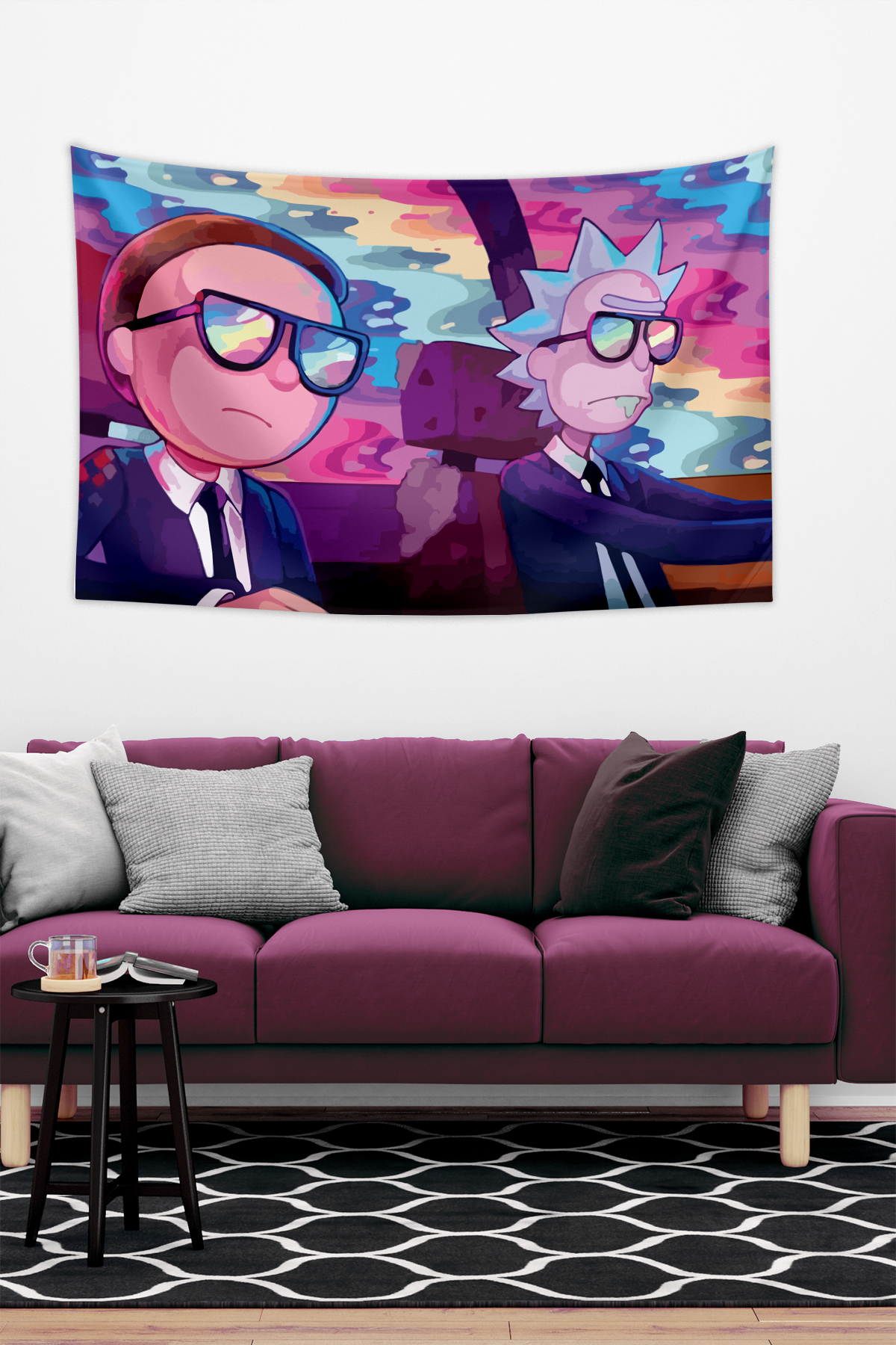 Vagonik Mor Rick And Morty Duvar Örtüsü Halısı