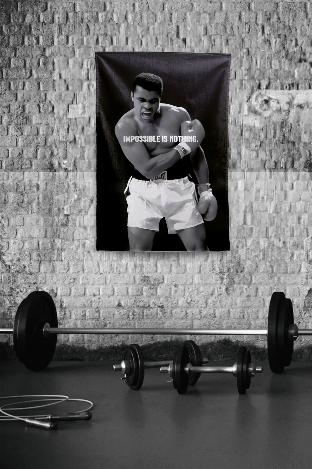 Vagonik Muhammed Ali Impossible is Nothing Duvar Örtüsü Duvar Halısı