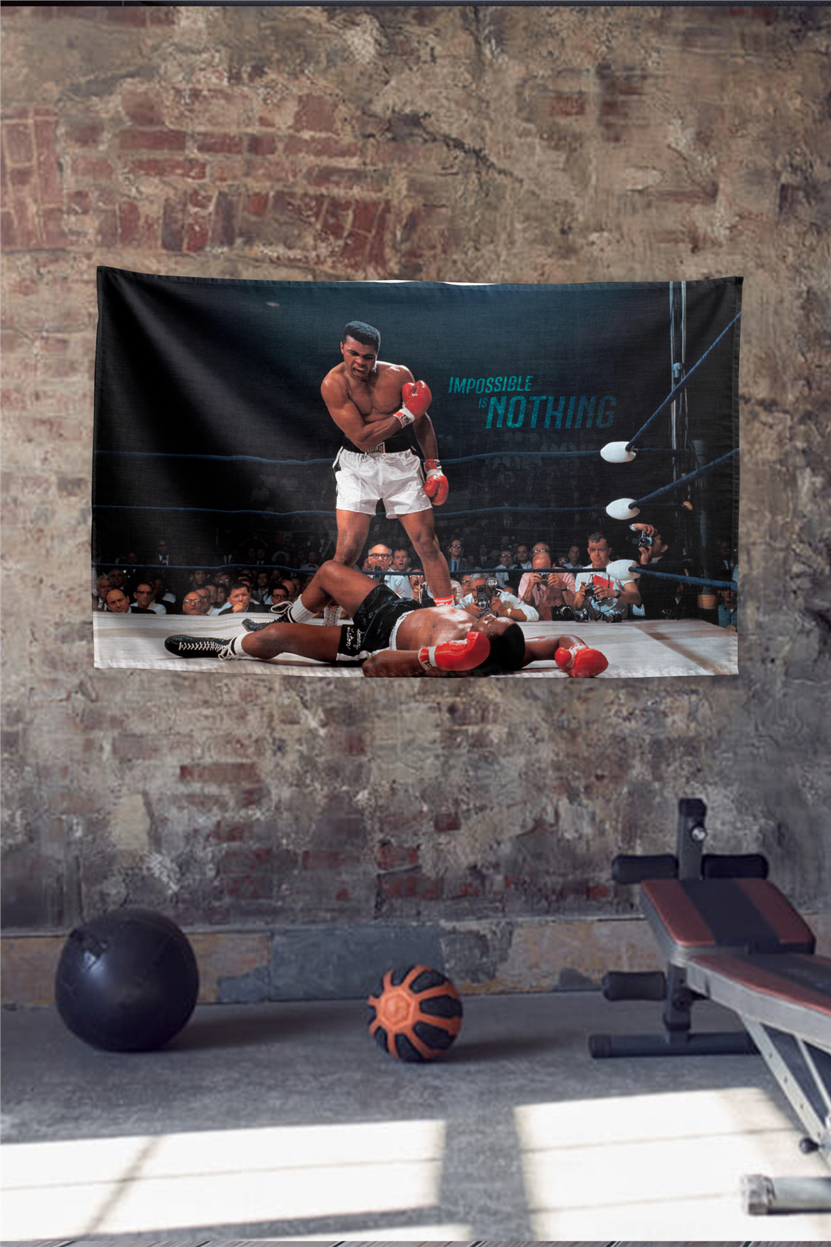 Vagonik Muhammed Ali Impossible is Nothing Duvar Örtüsü Duvar Halısı