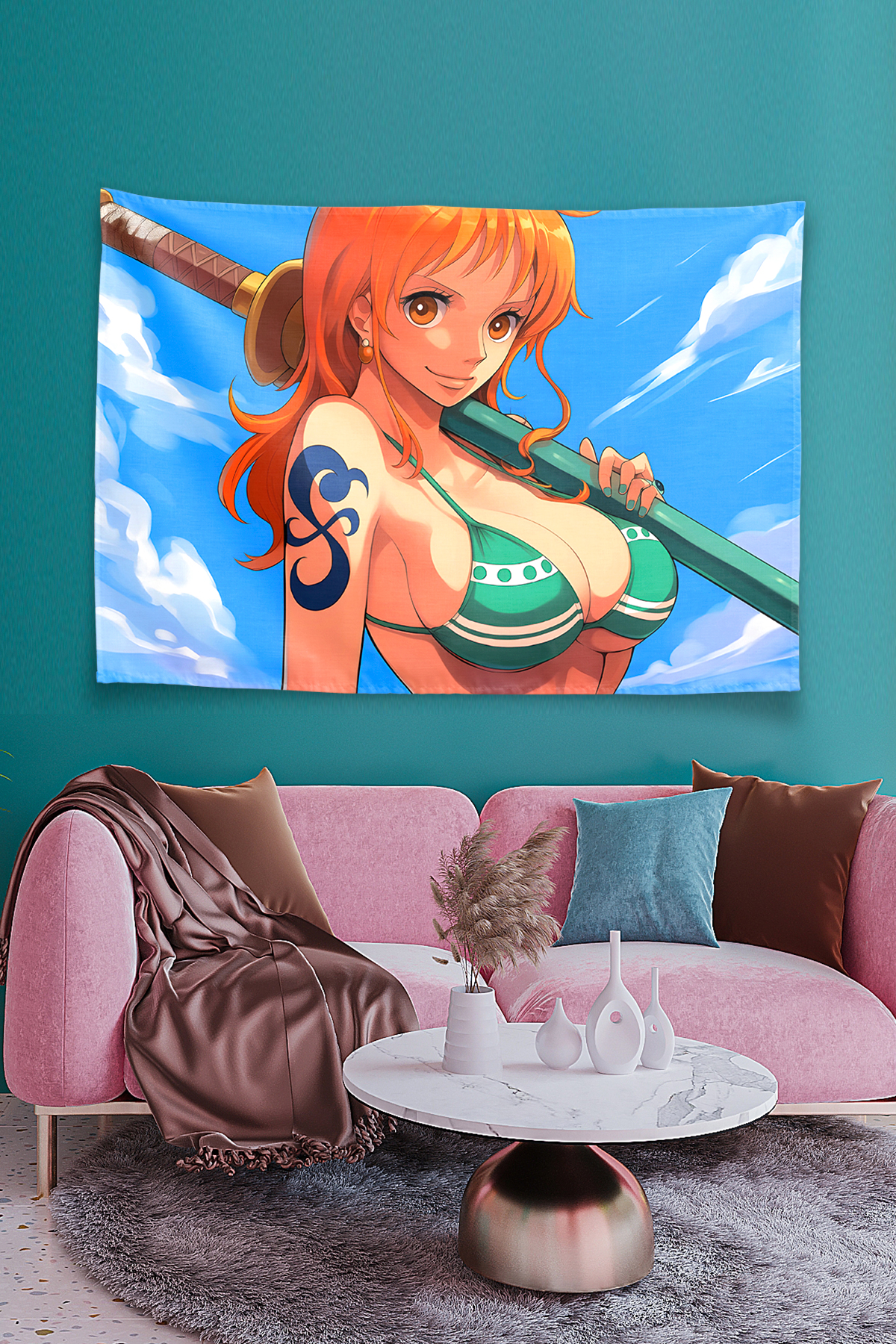 Vagonik Nami Swimsuit Sunny Sky One Piece Duvar Örtüsü Tapestry