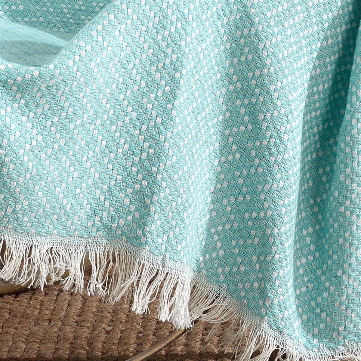 Vagonik Natural Keten Koltuk Örtüsü | Kara Tezgah Dokuma Koltuk Şalı - Mint Yeşili