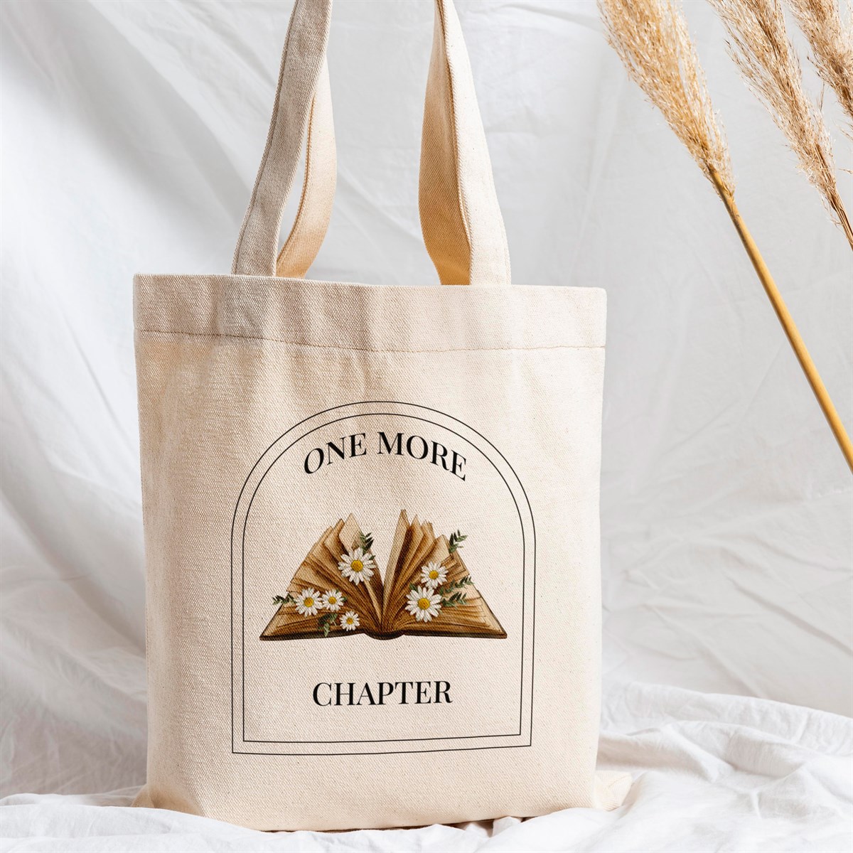 Vagonik One More Chapter Kitap Baskılı Ham Bez Kanvas Çanta