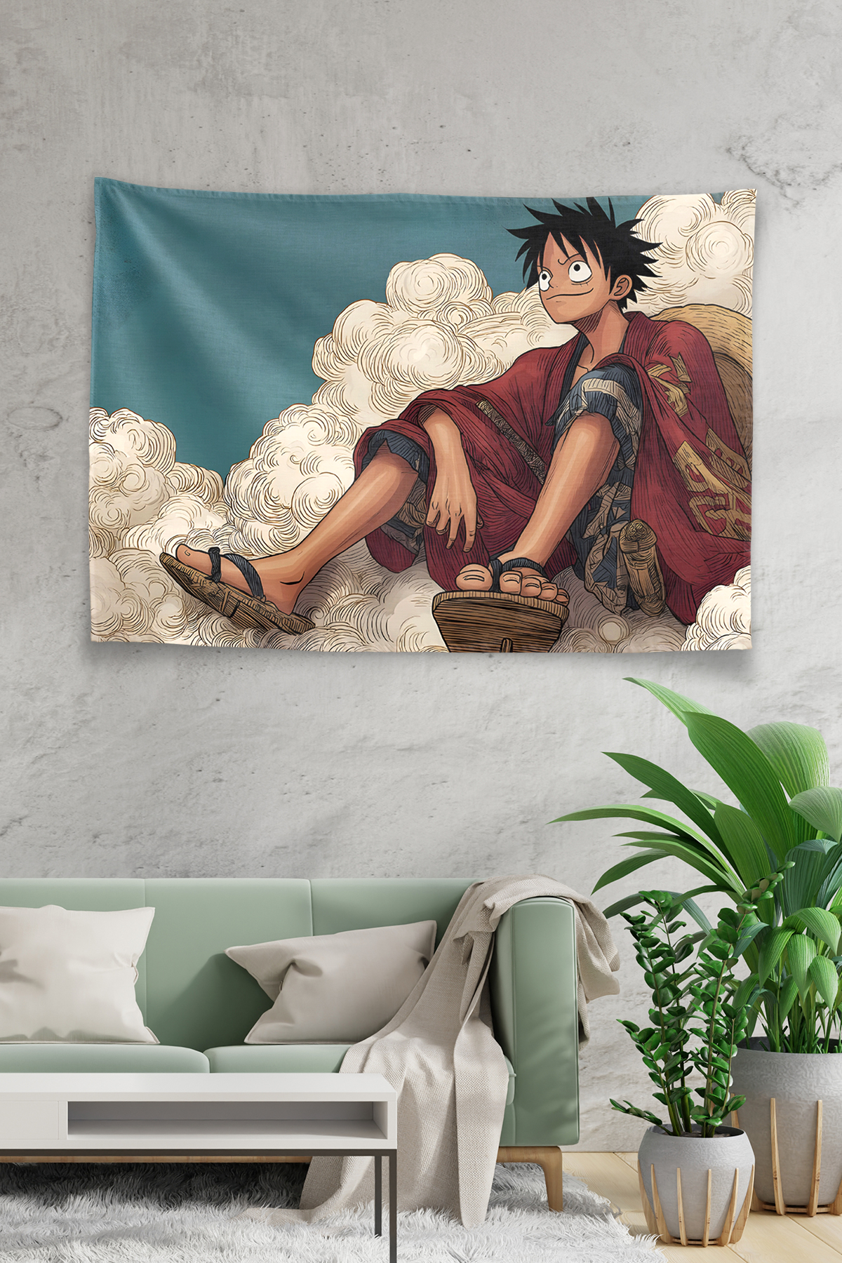 Vagonik One Piece Luffy Cloud Sky Adventure Duvar Örtüsü Tapestry