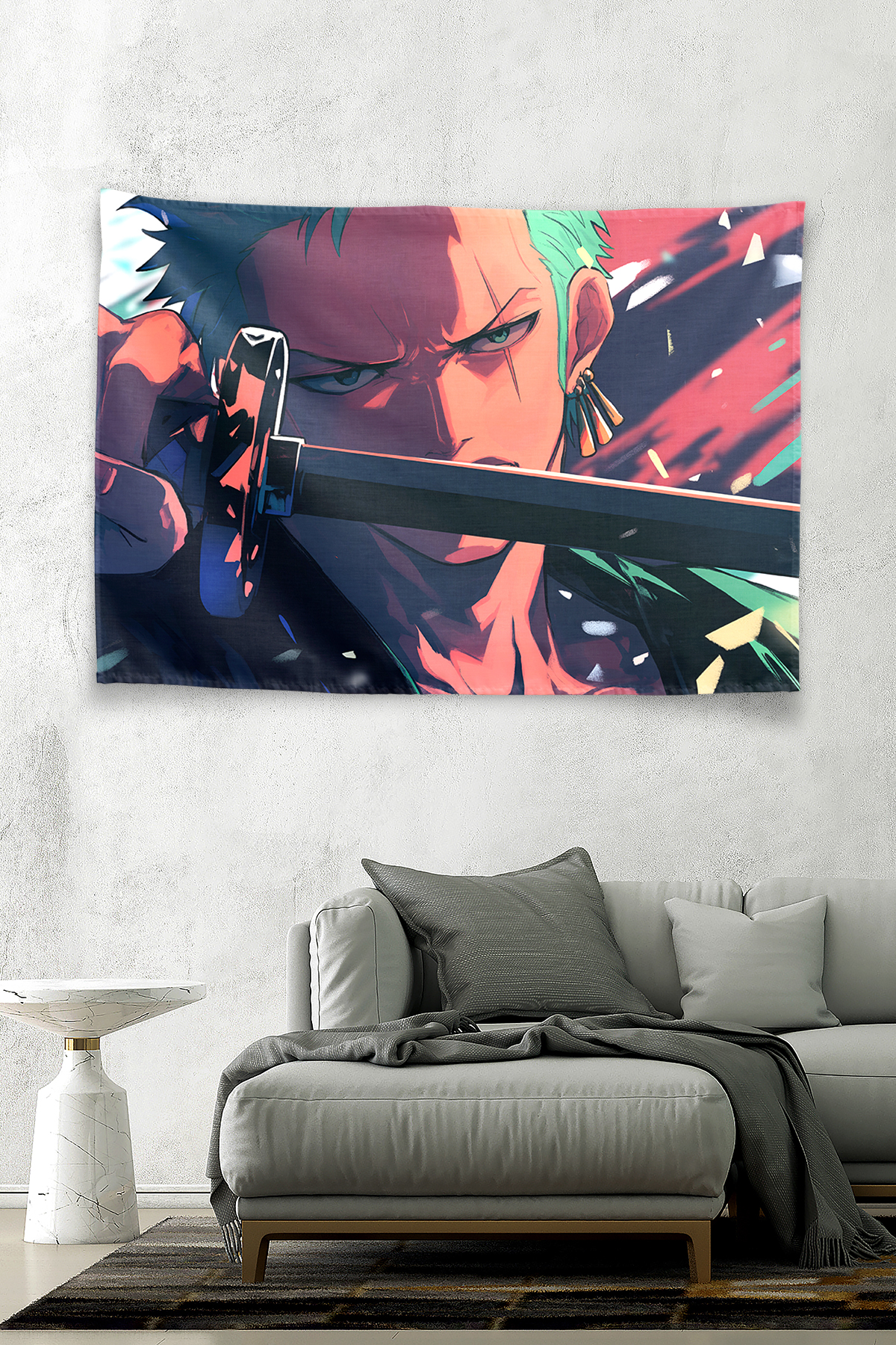 Vagonik One Piece Roronoa Zoro Deadly Stare Duvar Örtüsü Tapestry