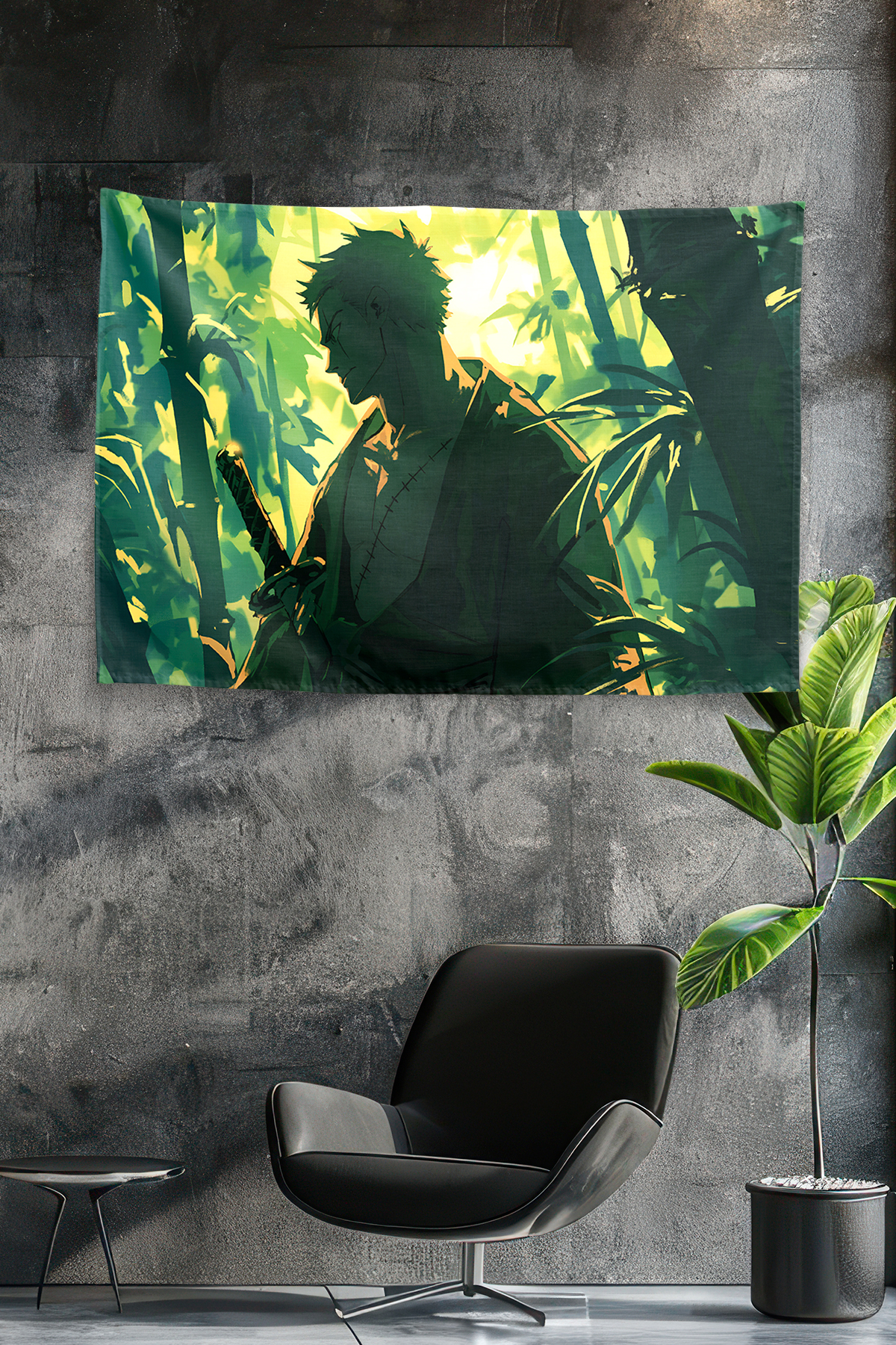 Vagonik One Piece Roronoa Zoro Surrounded By Bamboo Duvar Örtüsü Tapestry