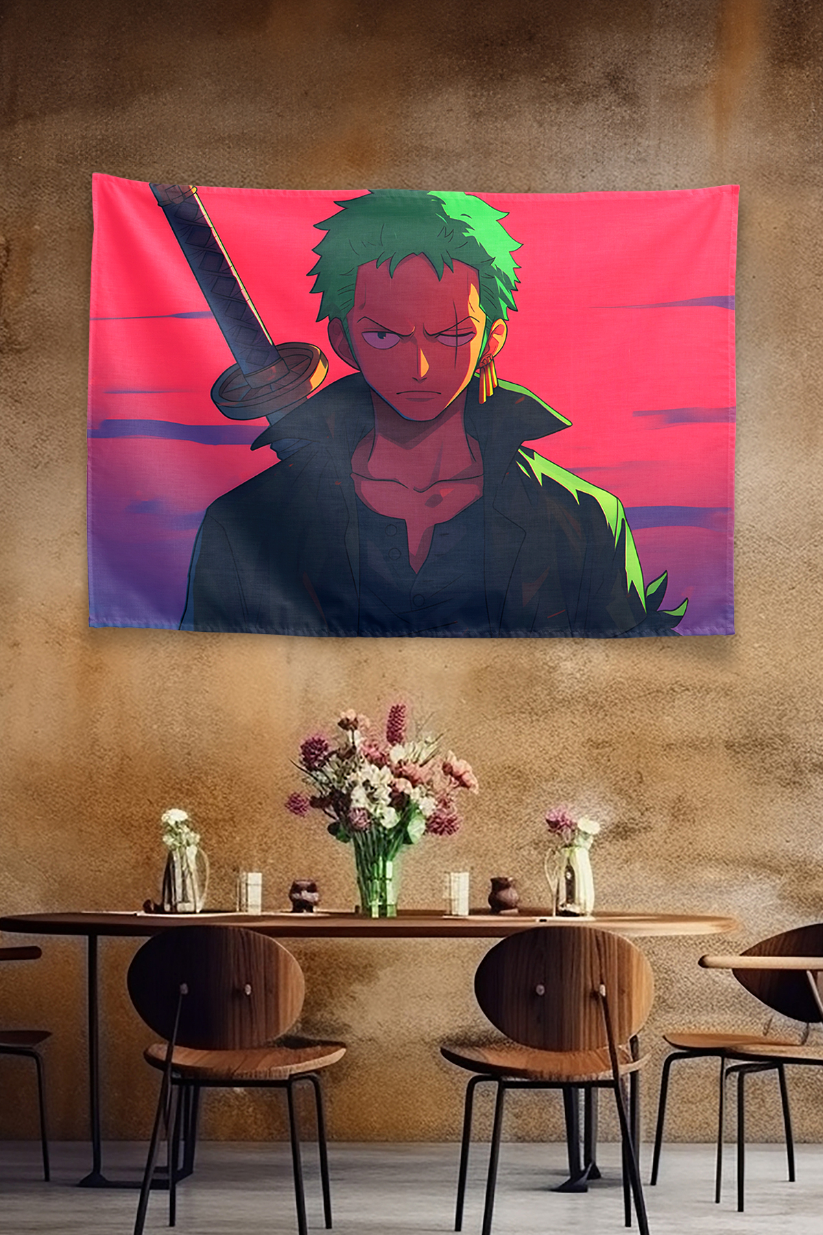 Vagonik One Piece Zoro Sunset Mode Duvar Örtüsü Tapestry