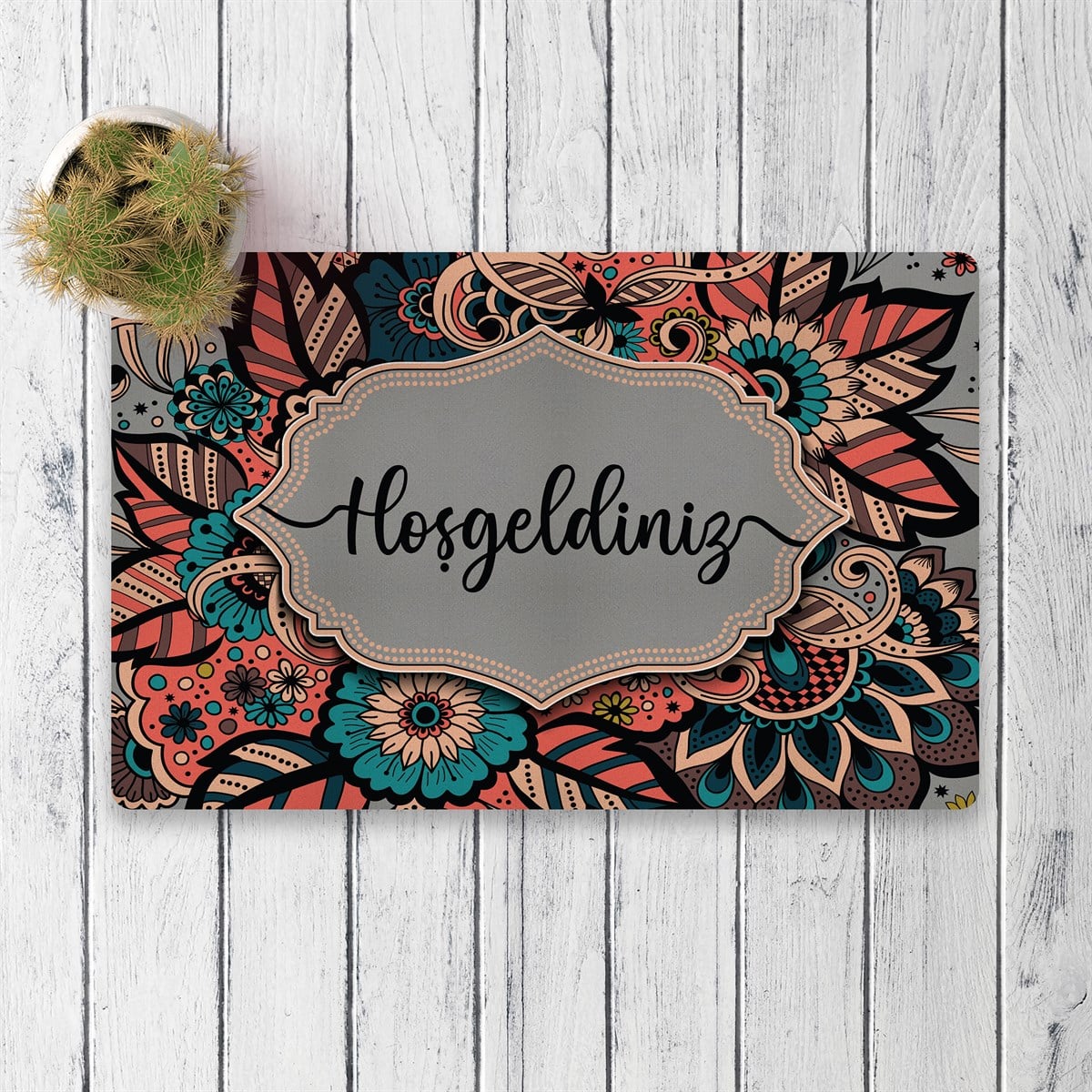 Vagonik Otantik Desenli Hoşgeldiniz Dijital Baskılı 50x70cm Dekoratif Çok Amaçlı Iç Ve Dış Kapı Paspası
