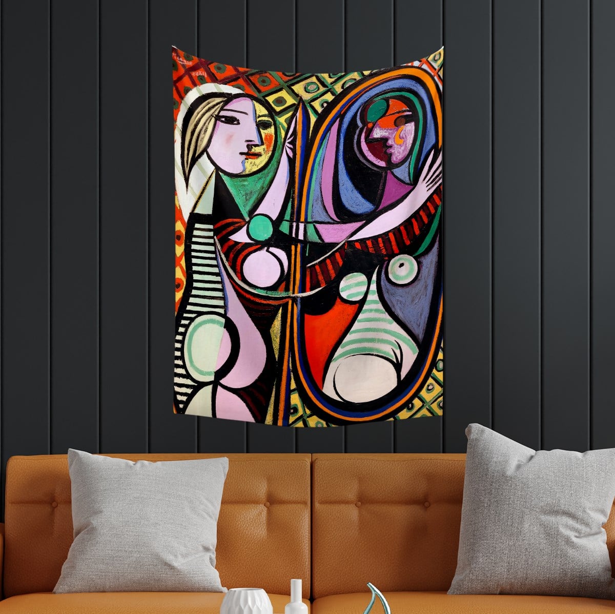 Vagonik Pablo Picasso Ayna Karşısındaki Kız Duvar Örtüsü Halısı 140x100 Cm-70x100 Cm