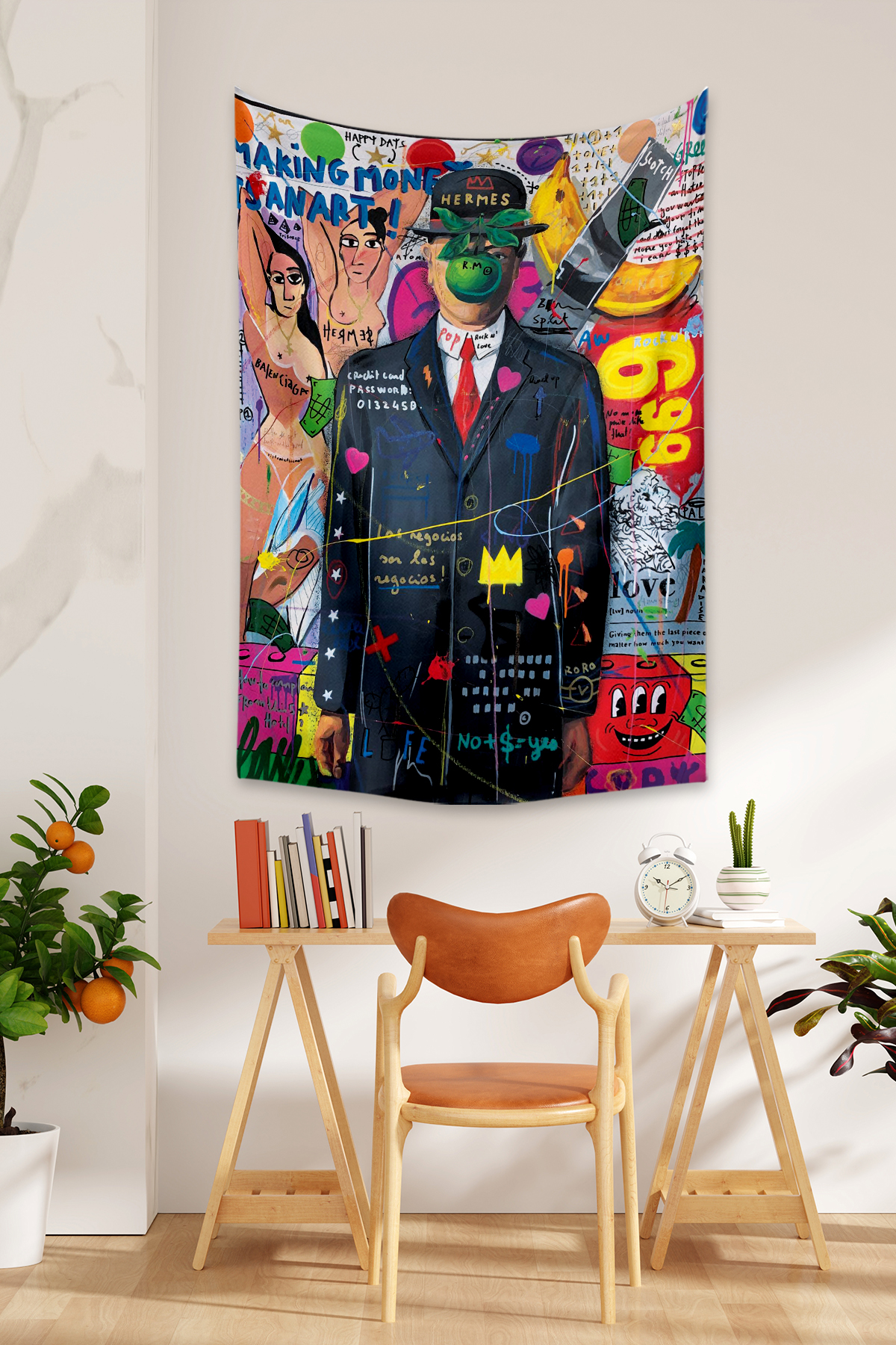 Vagonik Pop Art Rene Magritte Adamın Oğlu 2 Grafiti Duvar Örtüsü Halısı