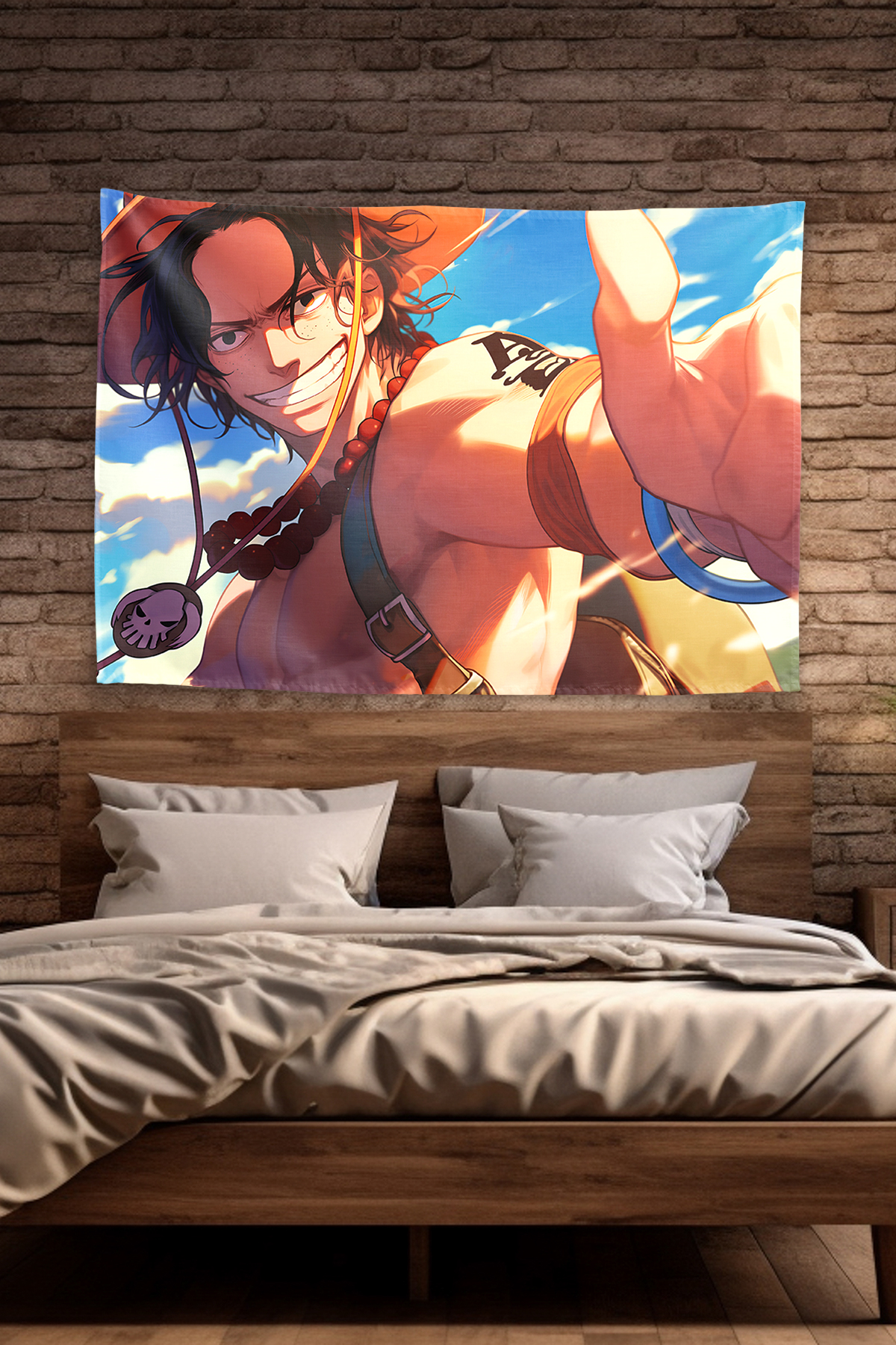 Vagonik Portgas D Ace One Piece Thumb Up Duvar Örtüsü Tapestry