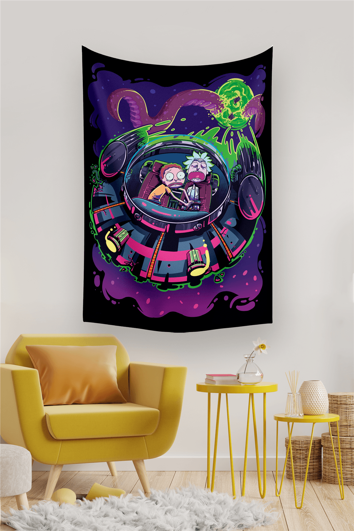 Vagonik Rick And Morty Duvar Örtüsü Halısı