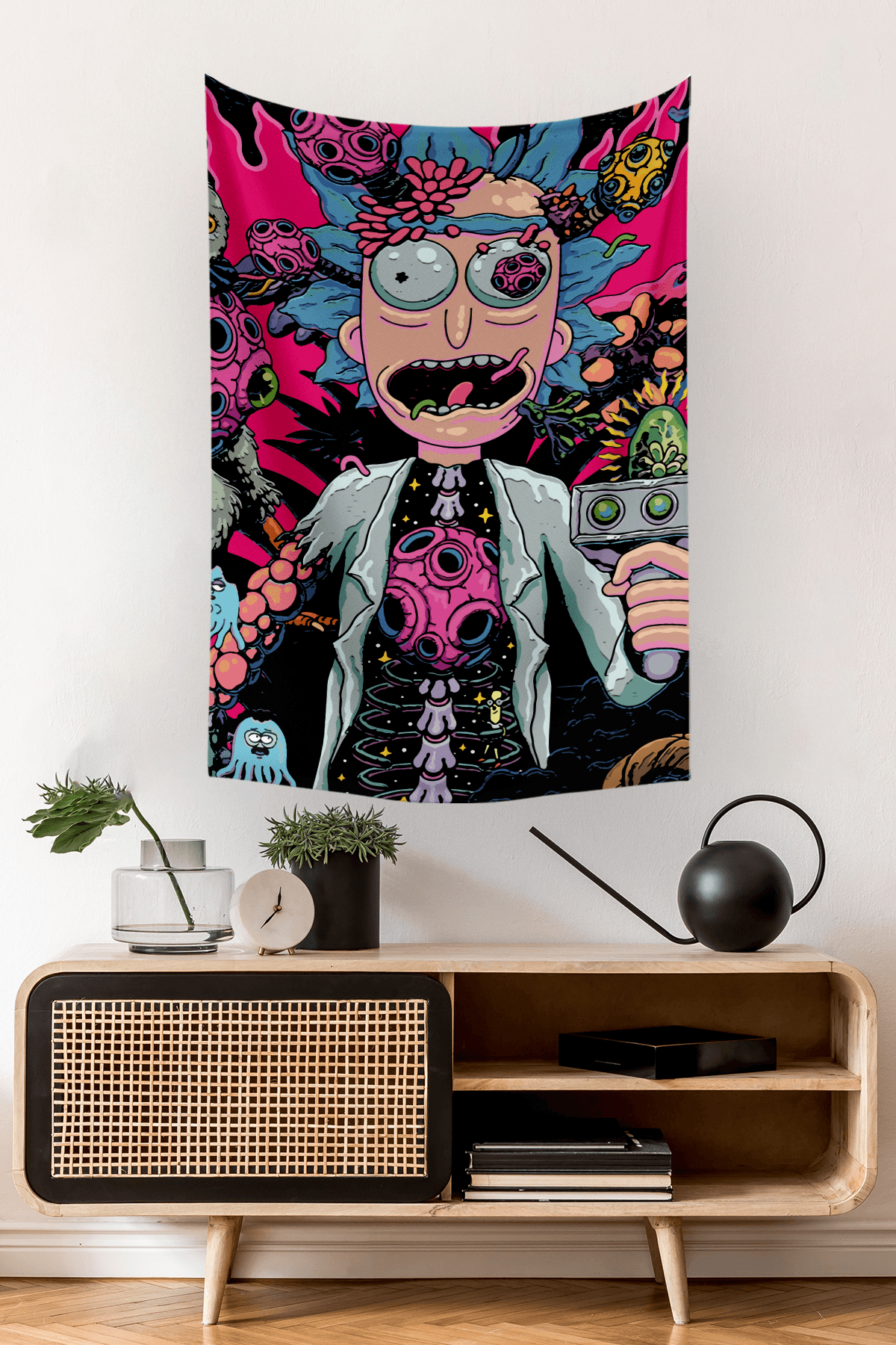 Vagonik Rick And Morty Kozmik Psychedelic Duvar Örtüsü Halısı