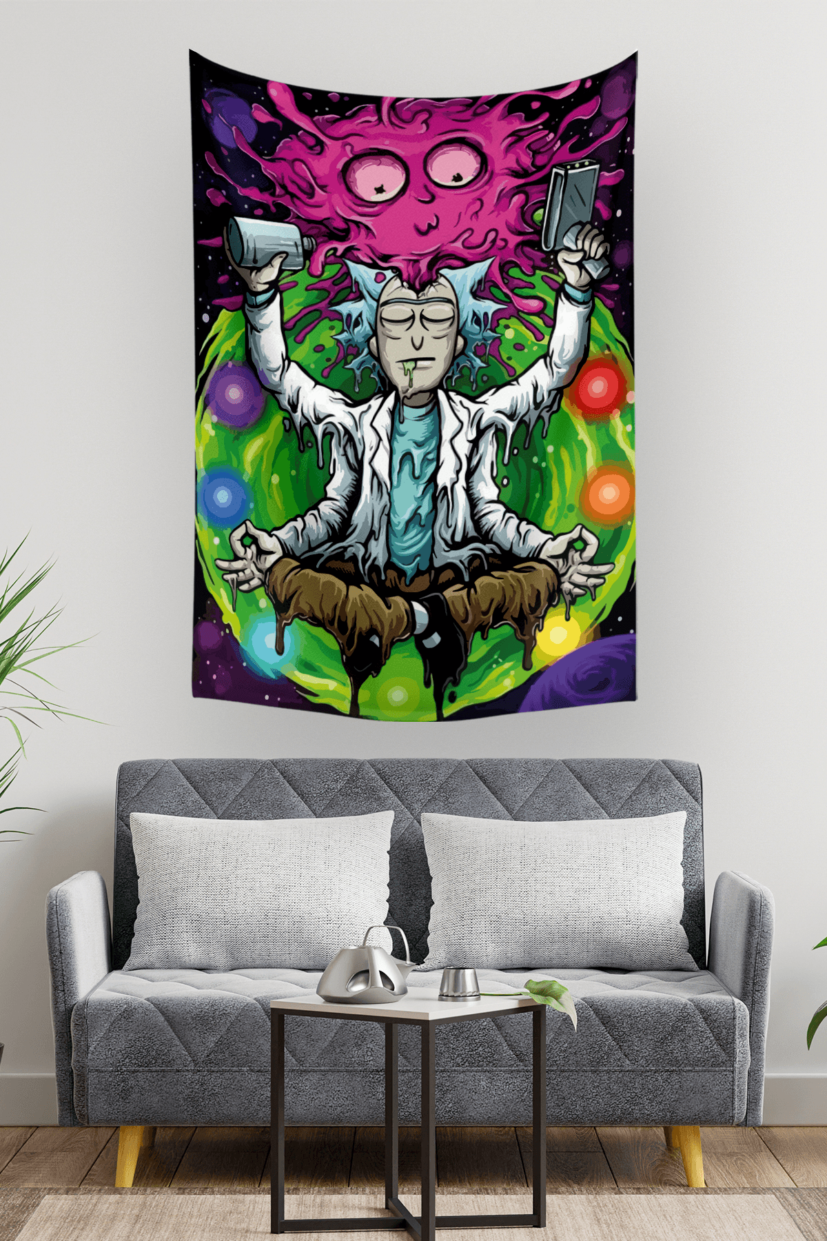 Vagonik Rick And Morty Kozmik Psychedelic Duvar Örtüsü Halısı