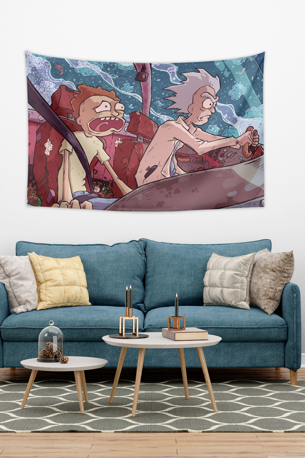 Vagonik Rick And Morty Uzay Duvar Örtüsü Halısı
