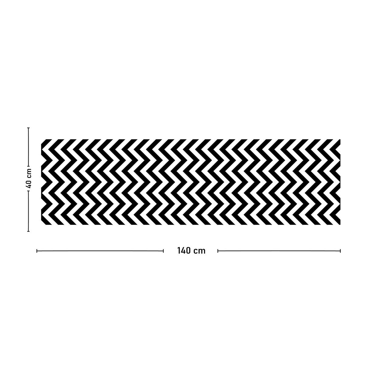 Vagonik Siyah Beyaz Yan Zigzag Desenli Dijital Baskılı Runner 140x40 cm