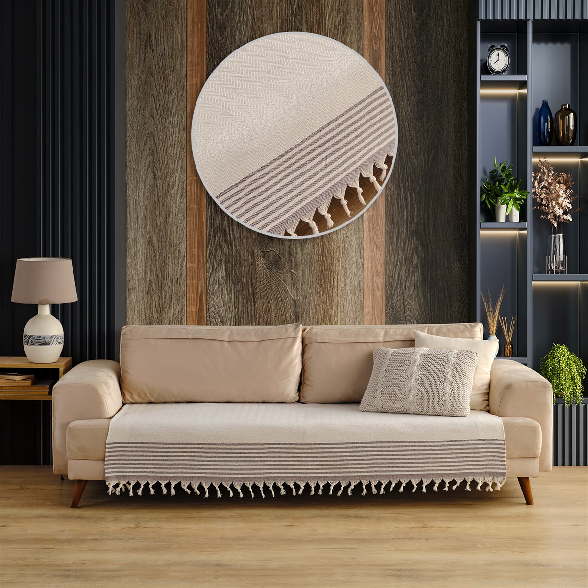 Vagonik Sofia Koltuk Örtüsü 115x200 cm Ekru