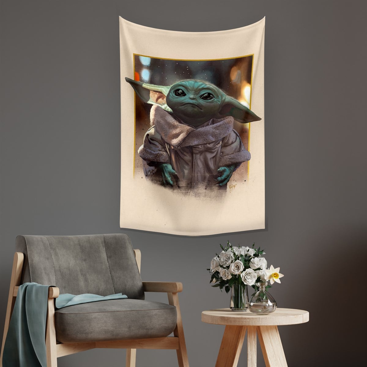 Vagonik Star Wars Yoda Duvar Örtüsü Halısı 140 X 100 Cm-70x100 Cm