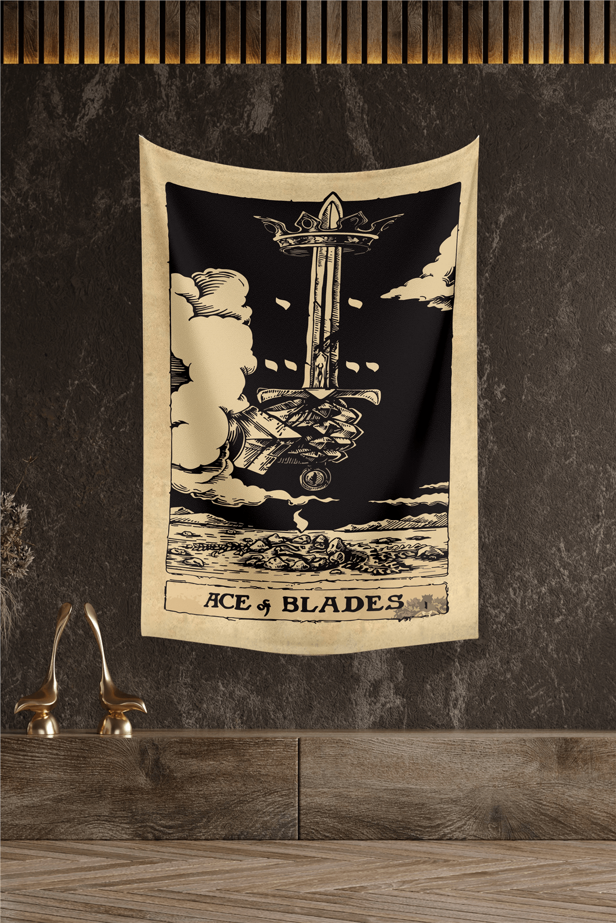 Vagonik Tarot Kartı Ace Of Blades Duvar Örtüsü Halısı