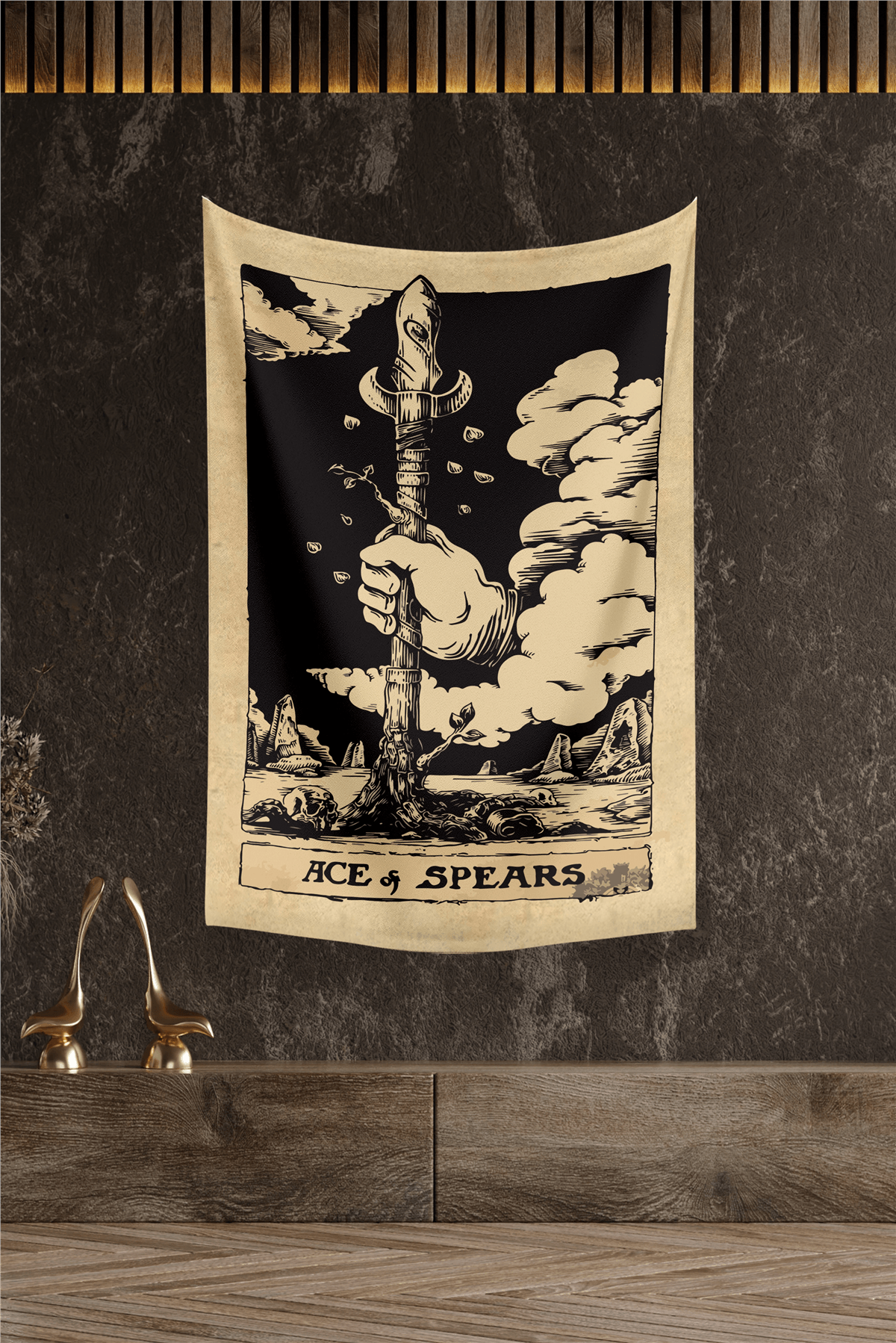 Vagonik Tarot Kartı Ace Of Spears Duvar Örtüsü Halısı