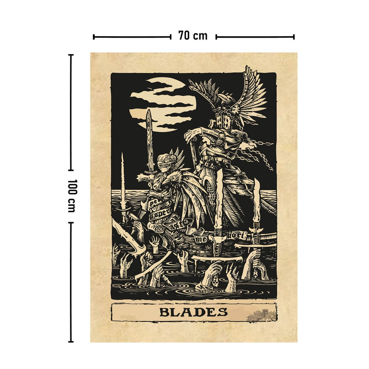 Vagonik Tarot Kartı Blades Duvar Örtüsü Halısı 140x100 Cm-70x100 Cm