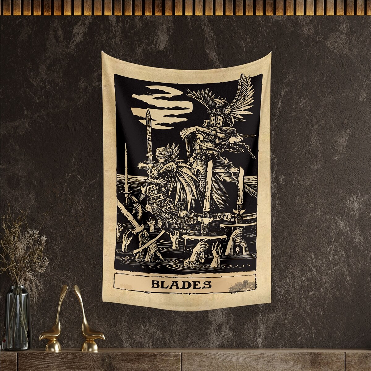 Vagonik Tarot Kartı Blades Duvar Örtüsü Halısı 140x100 Cm-70x100 Cm