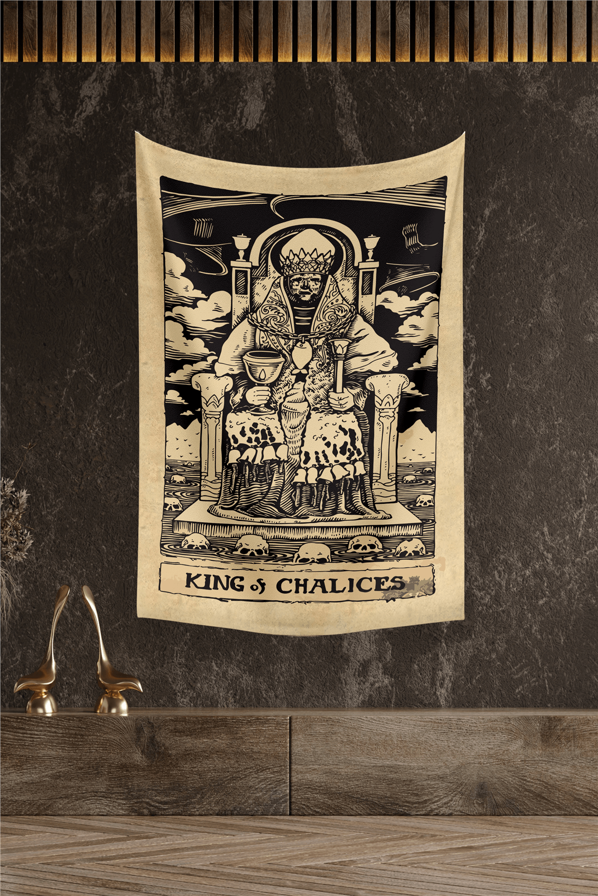 Vagonik Tarot Kartı King Of Chalices Duvar Örtüsü Halısı