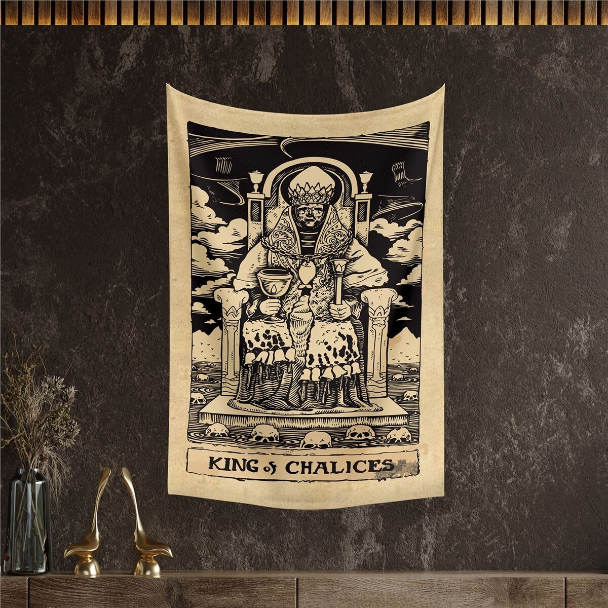 Vagonik Tarot Kartı King of Chalices Duvar Örtüsü Halısı 140x100 Cm-70x100 Cm