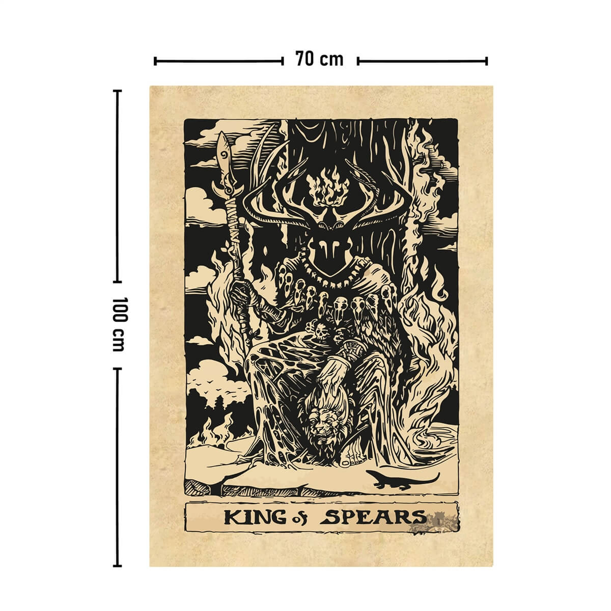 Vagonik Tarot Kartı King of Spears Duvar Örtüsü Halısı 140x100 Cm-70x100 Cm